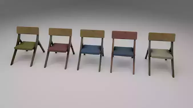 Vintage 1970s Soviet Chair 3D Model Set