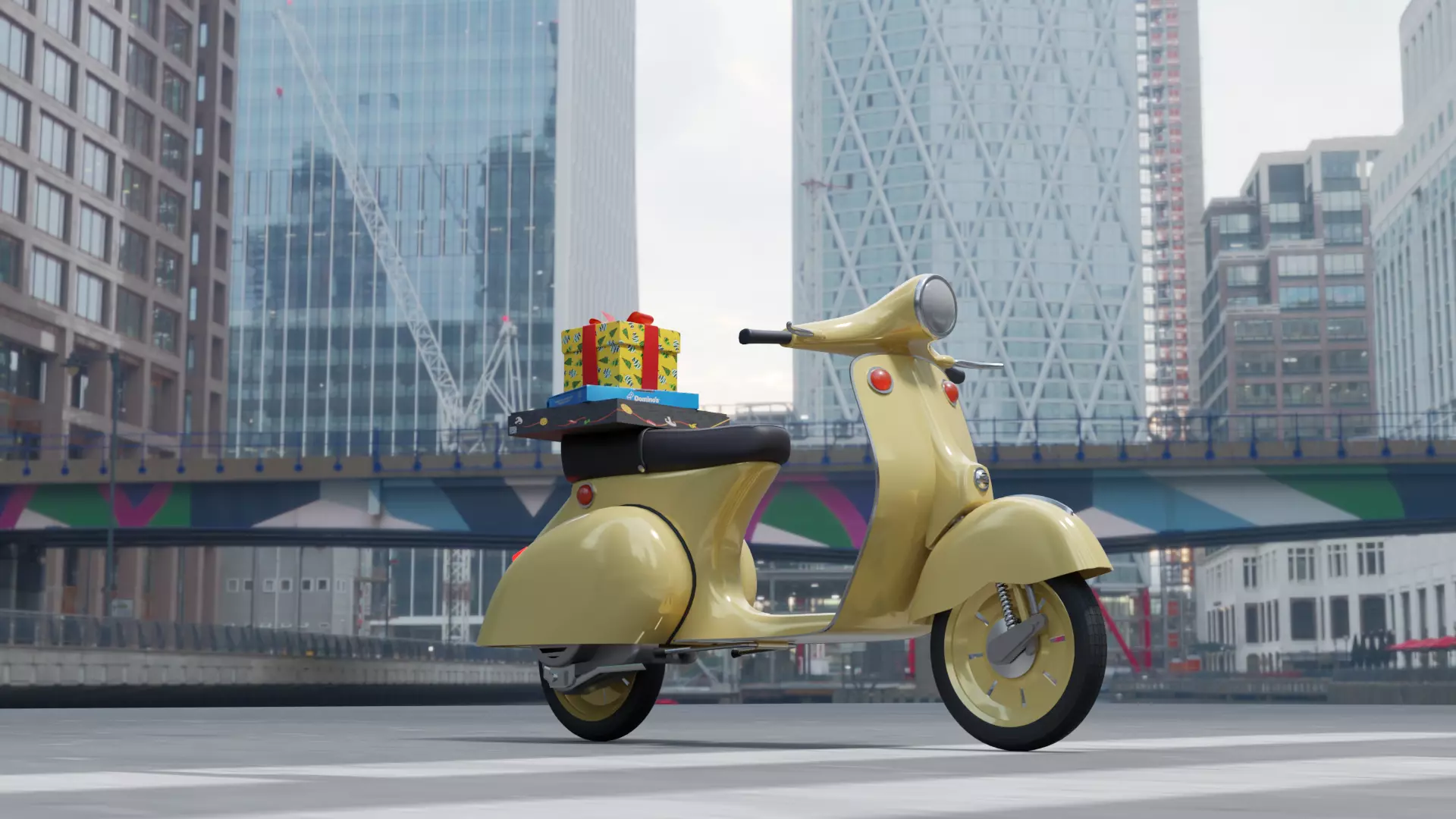 motorcycle to deliver ready-made orders for games and movies Low-poly 3D model