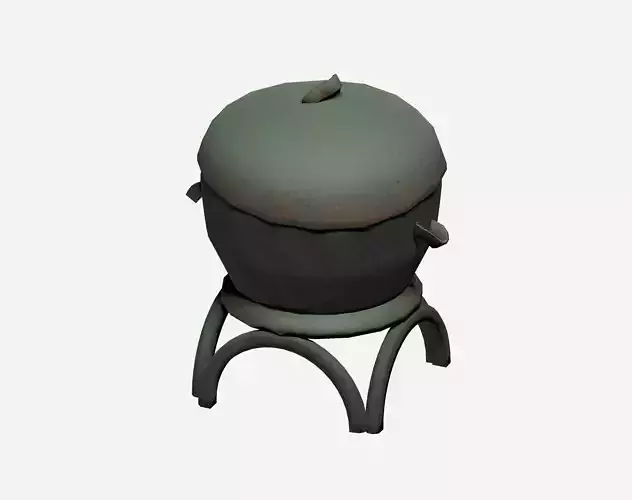 Boiler and pot shaped street dust waste bin Low-poly 3D model