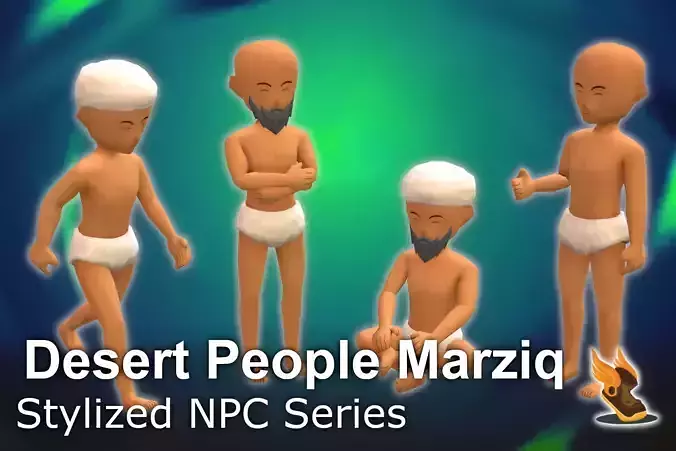 Stylized NPC - Desert People Marziq Low-poly 3D model