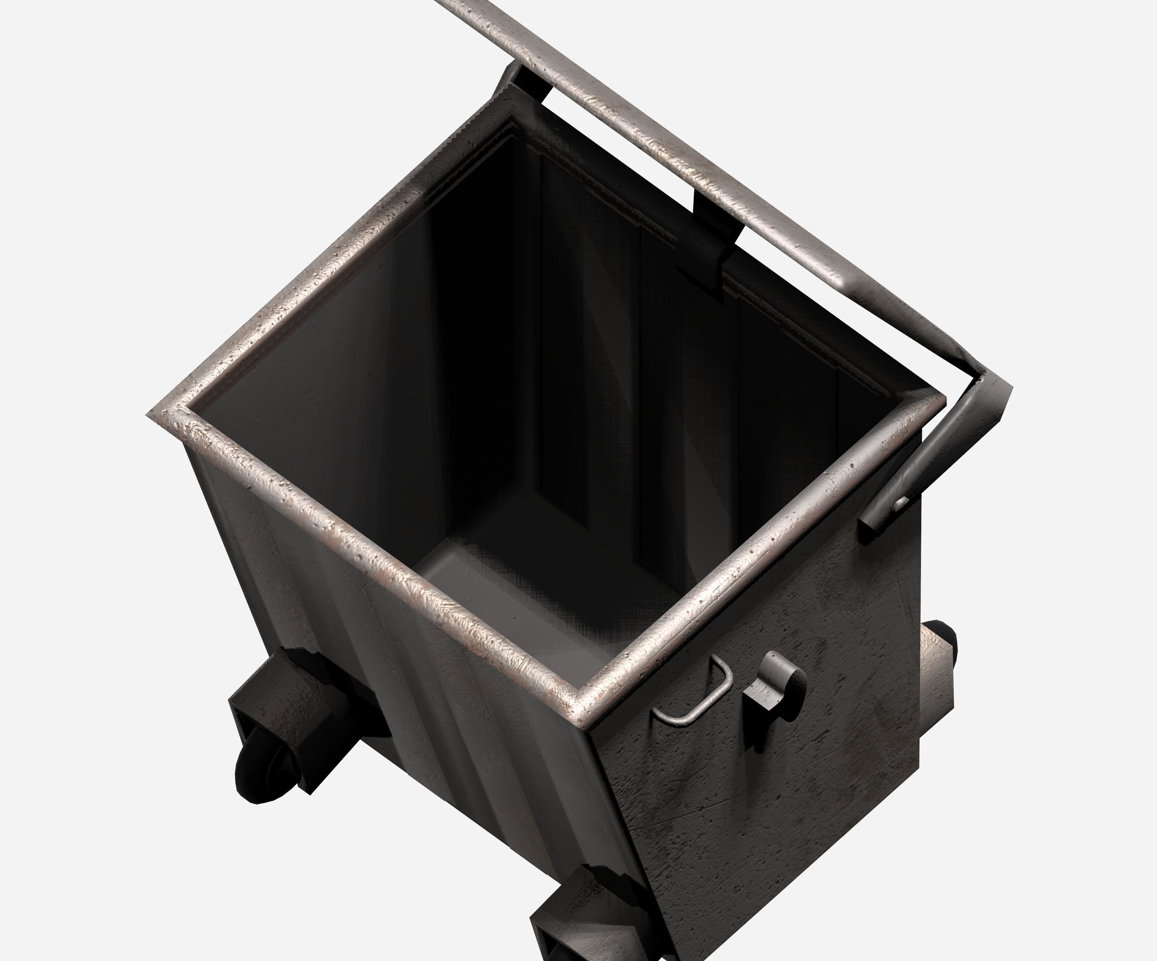 Galvanize big street garbage container Low-poly 3D model_1