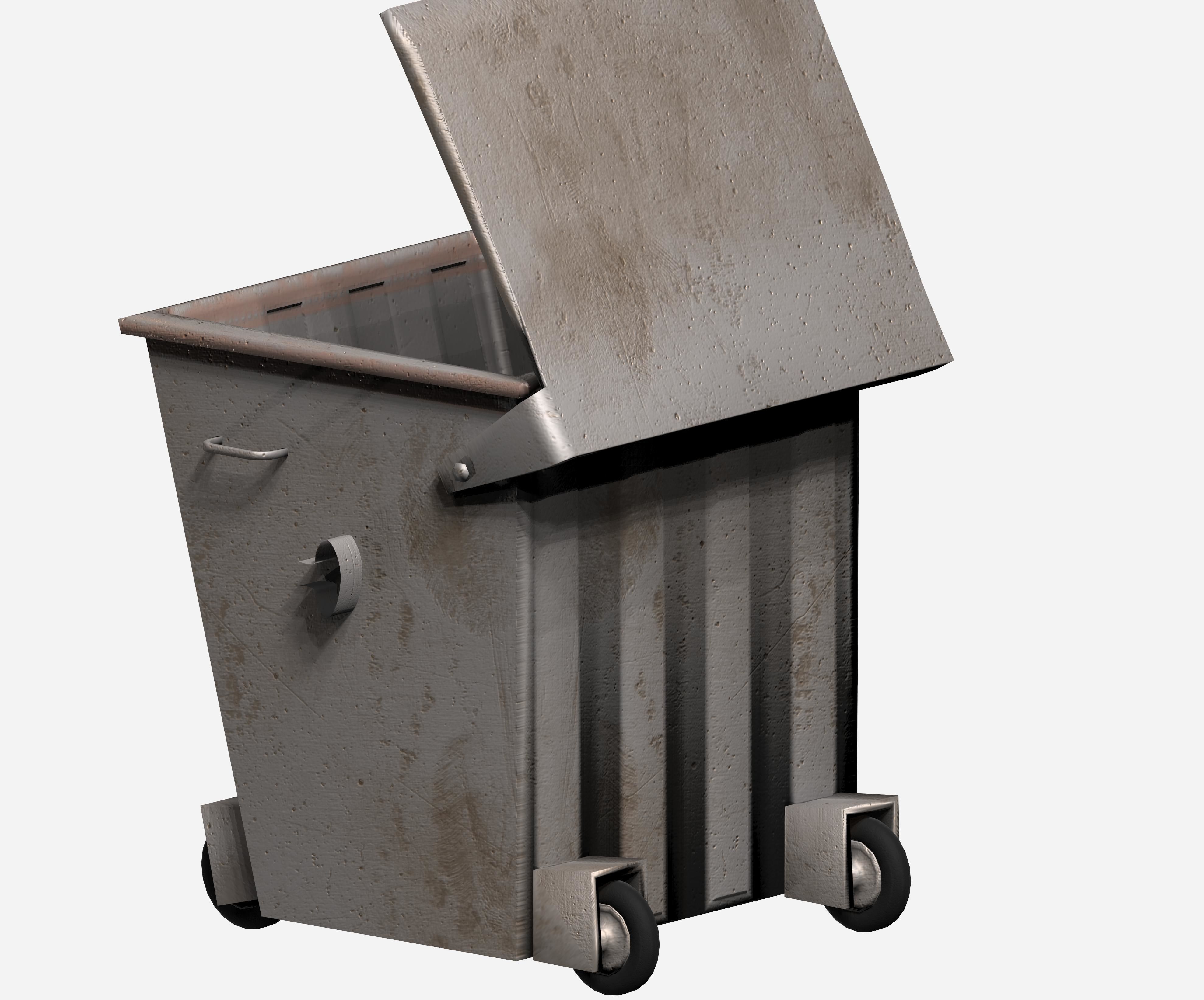 Galvanize big street garbage container Low-poly 3D model_4