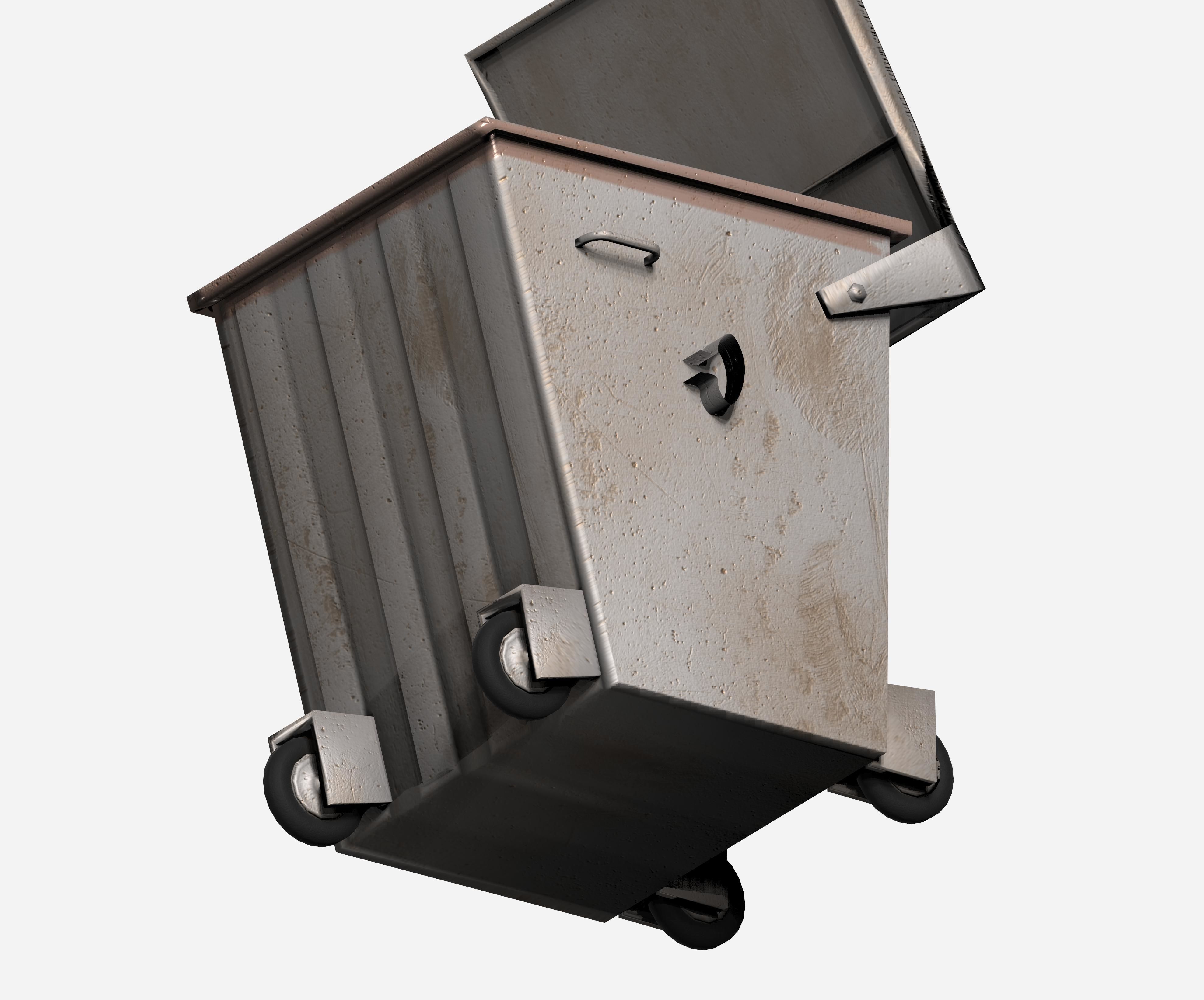 Galvanize big street garbage container Low-poly 3D model_2