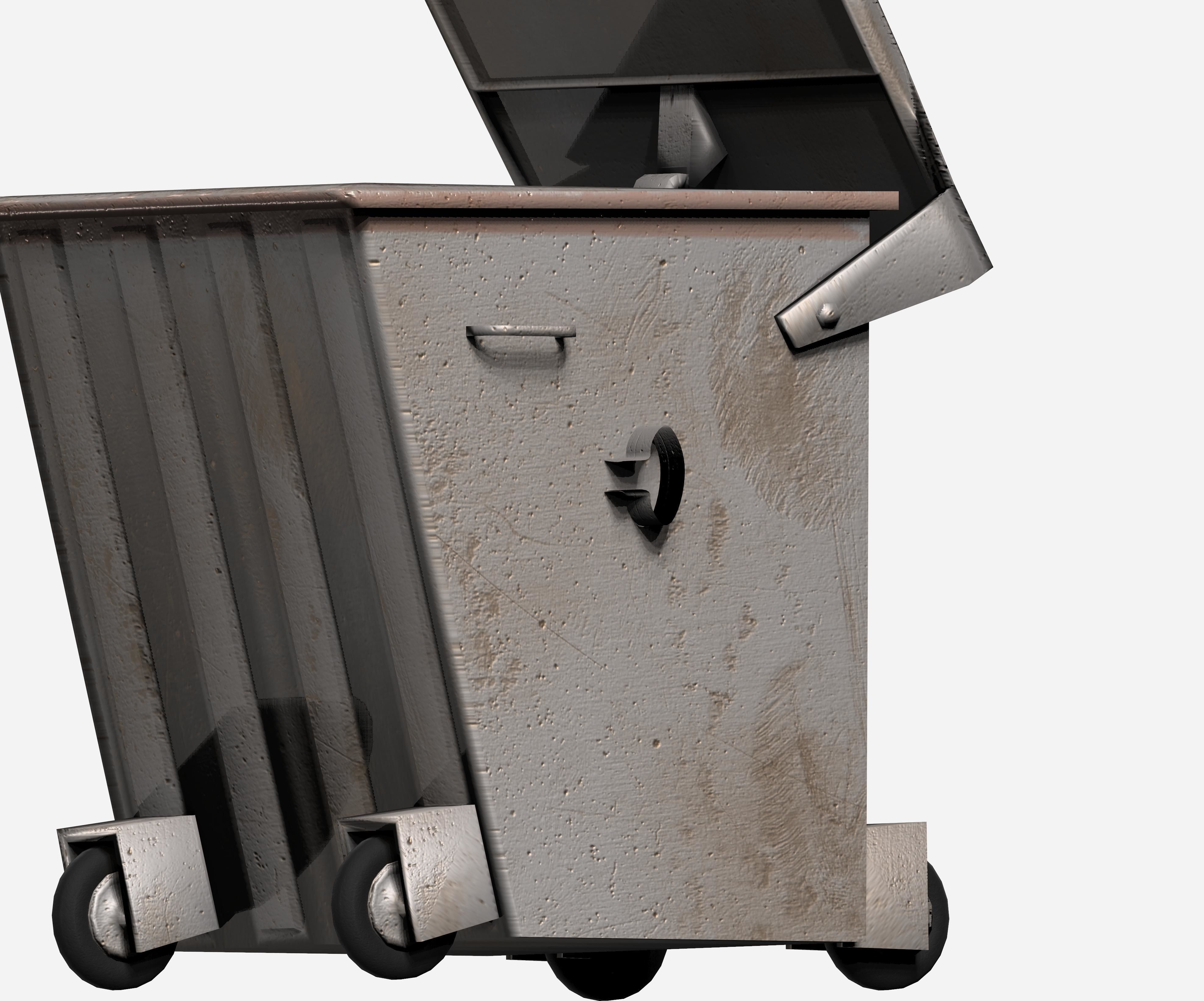Galvanize big street garbage container Low-poly 3D model_3