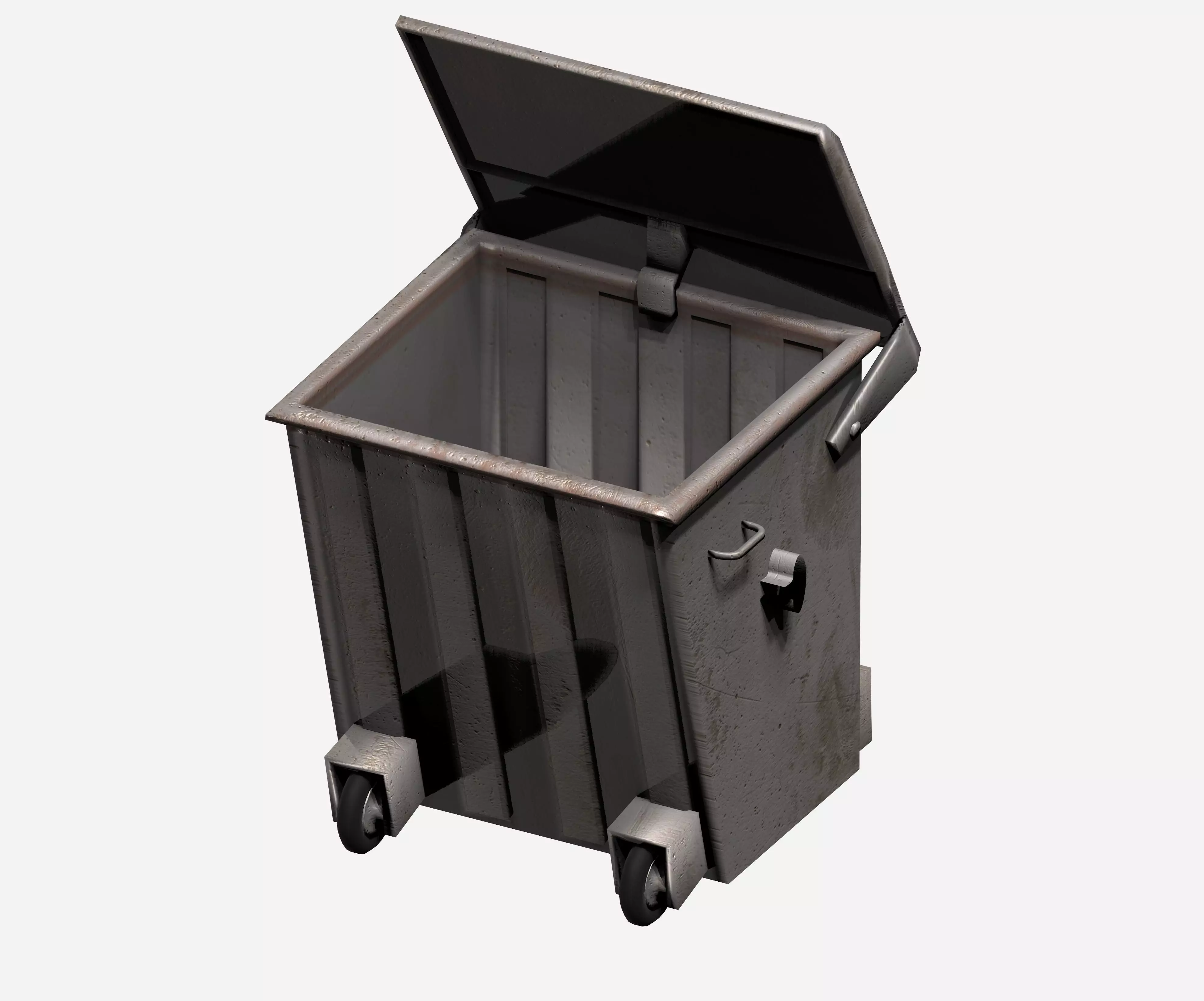 Galvanize big street garbage container Low-poly 3D model_0
