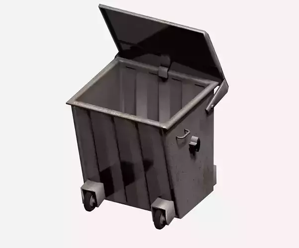 Galvanize big street garbage container Low-poly 3D model