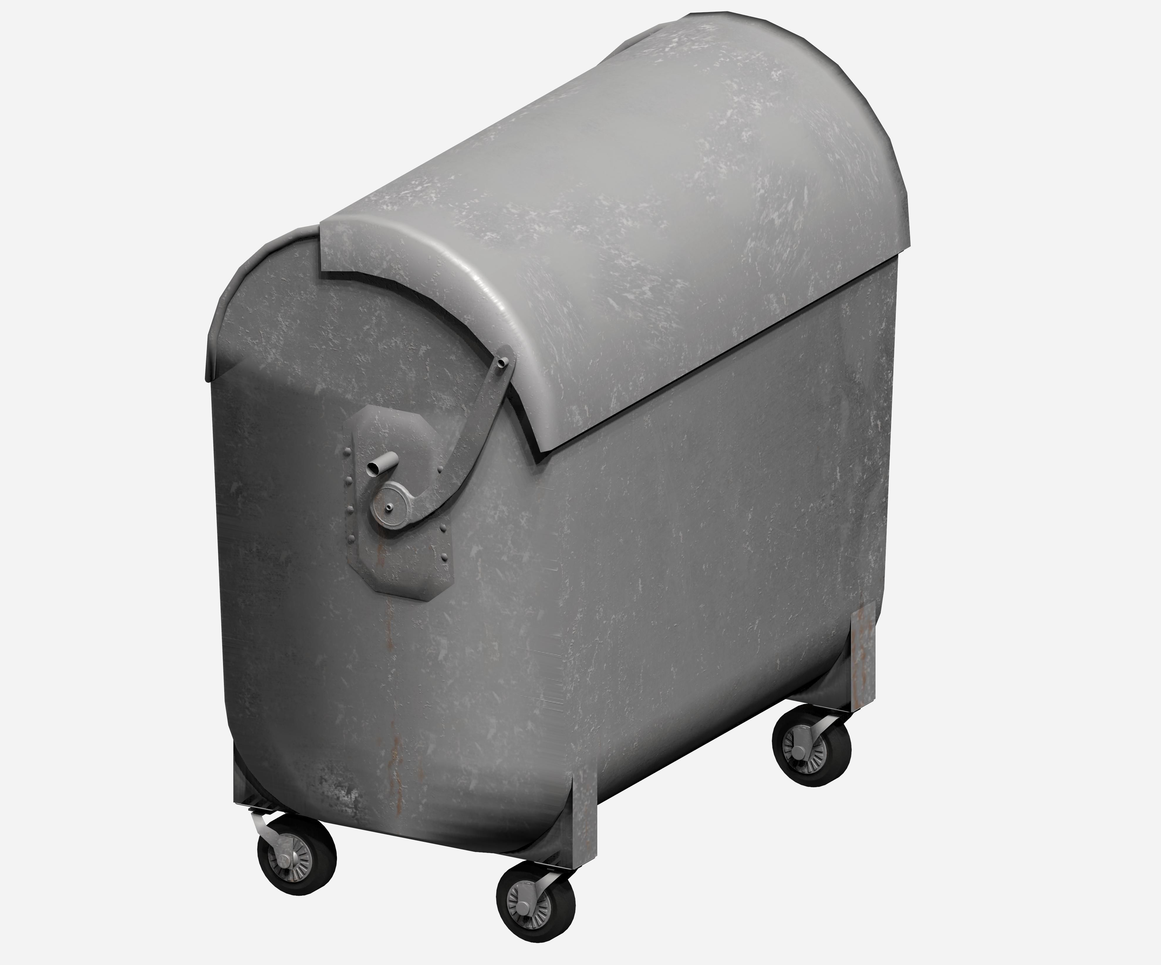 Galvanize big street garbage container with adjustable cover Low-poly 3D model_3