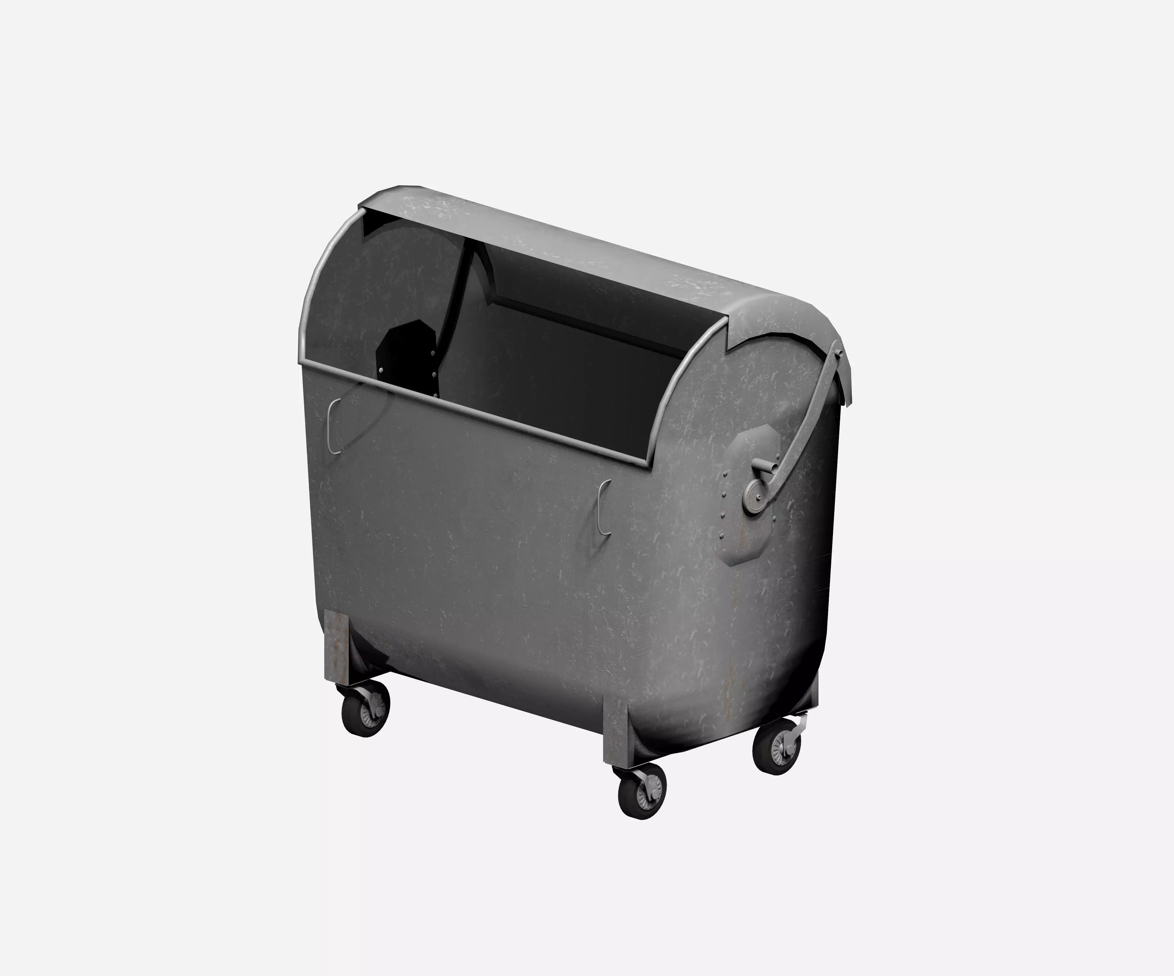 Galvanize big street garbage container with adjustable cover Low-poly 3D model_0