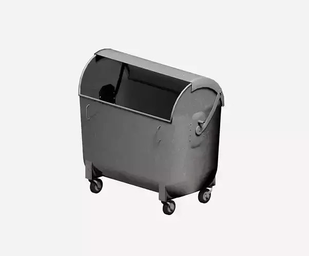 Galvanize big street garbage container with adjustable cover Low-poly 3D model
