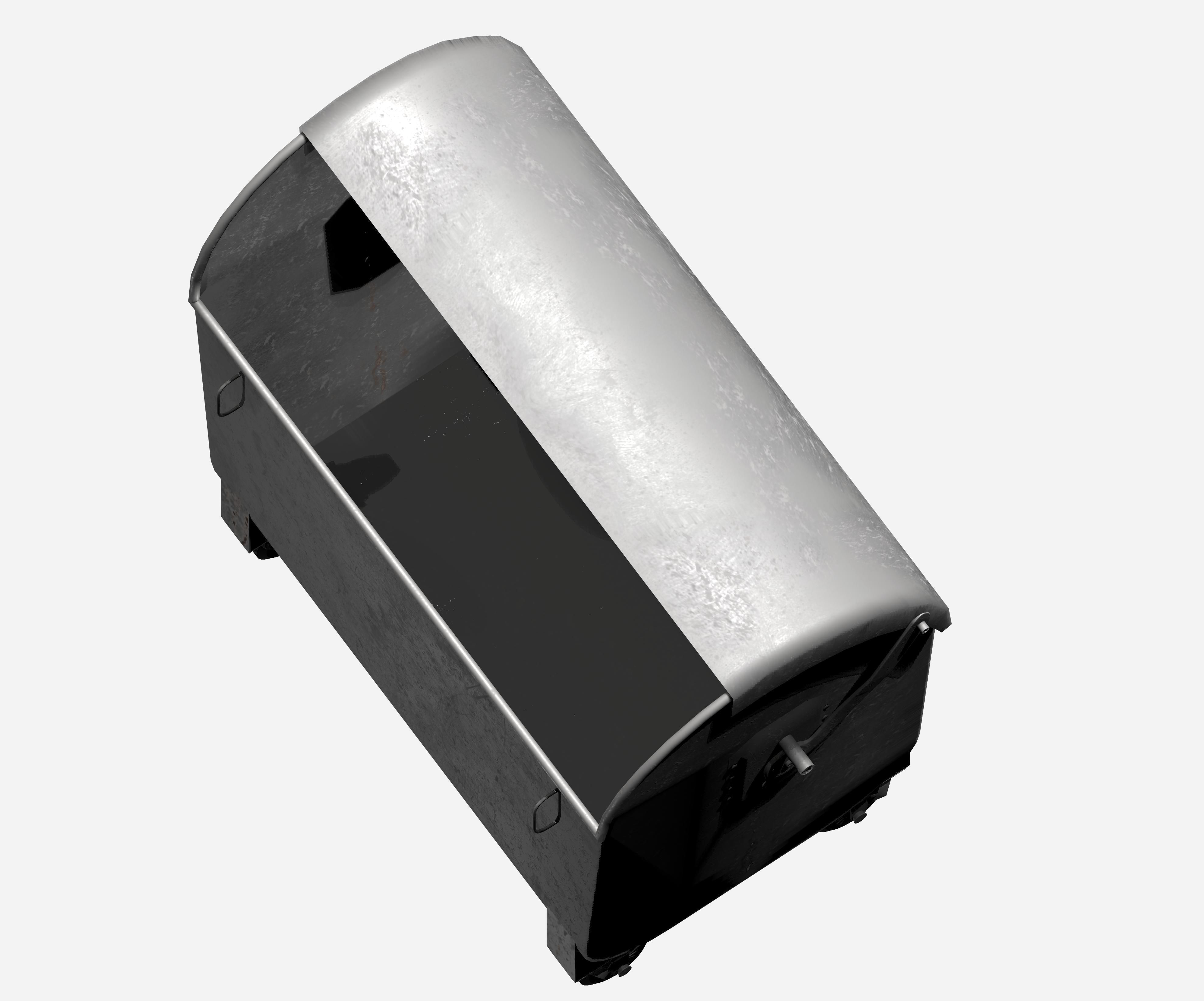 Galvanize big street garbage container with adjustable cover Low-poly 3D model_4