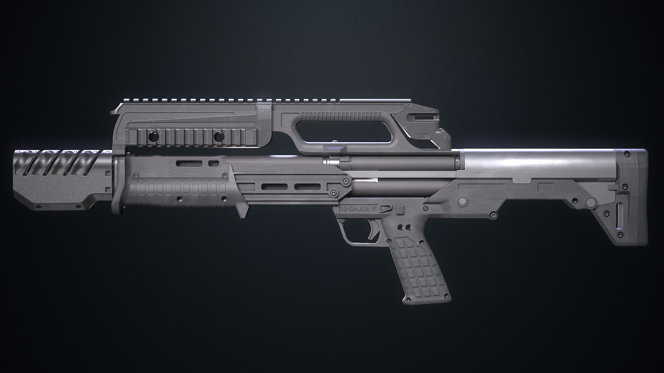 Tech-7 Shotgun Low-poly 3D model_8