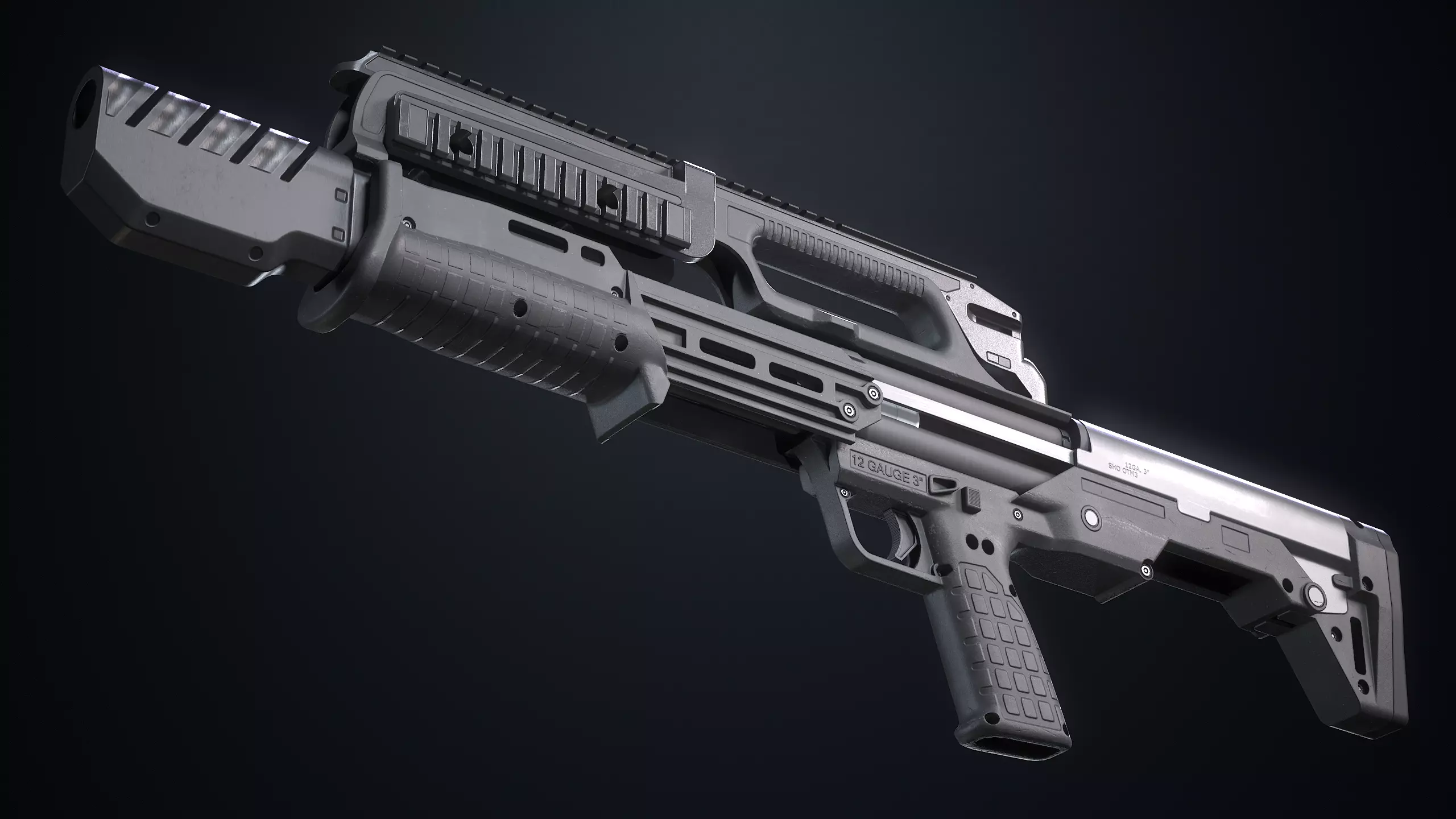 Tech-7 Shotgun Low-poly 3D model_0
