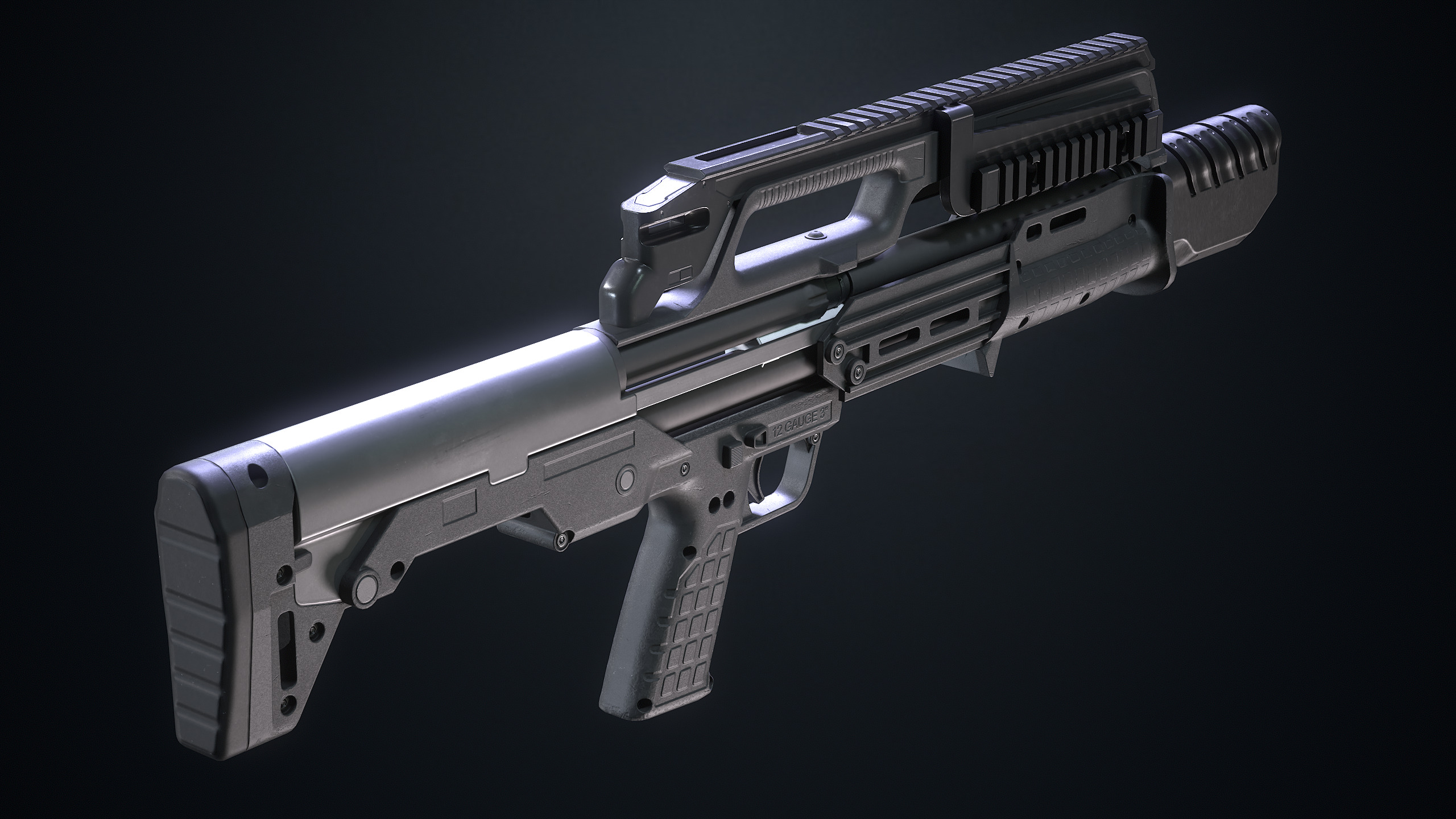 Tech-7 Shotgun Low-poly 3D model_4