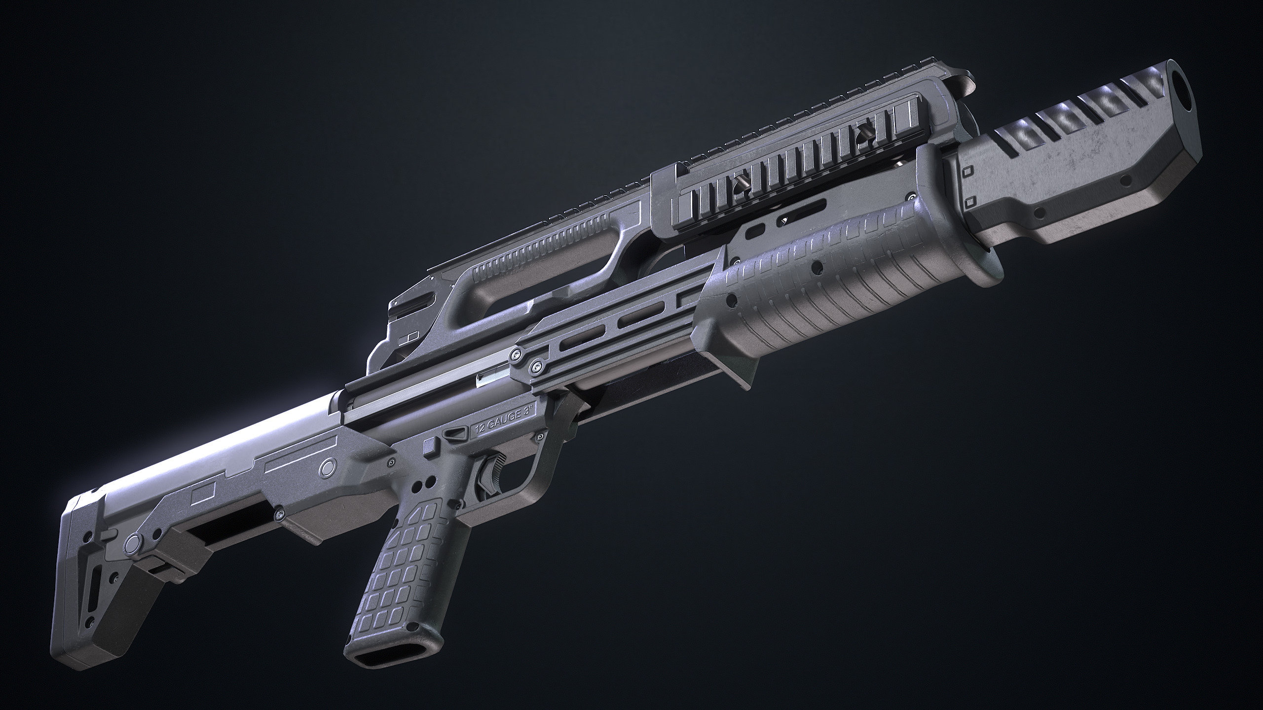 Tech-7 Shotgun Low-poly 3D model_3