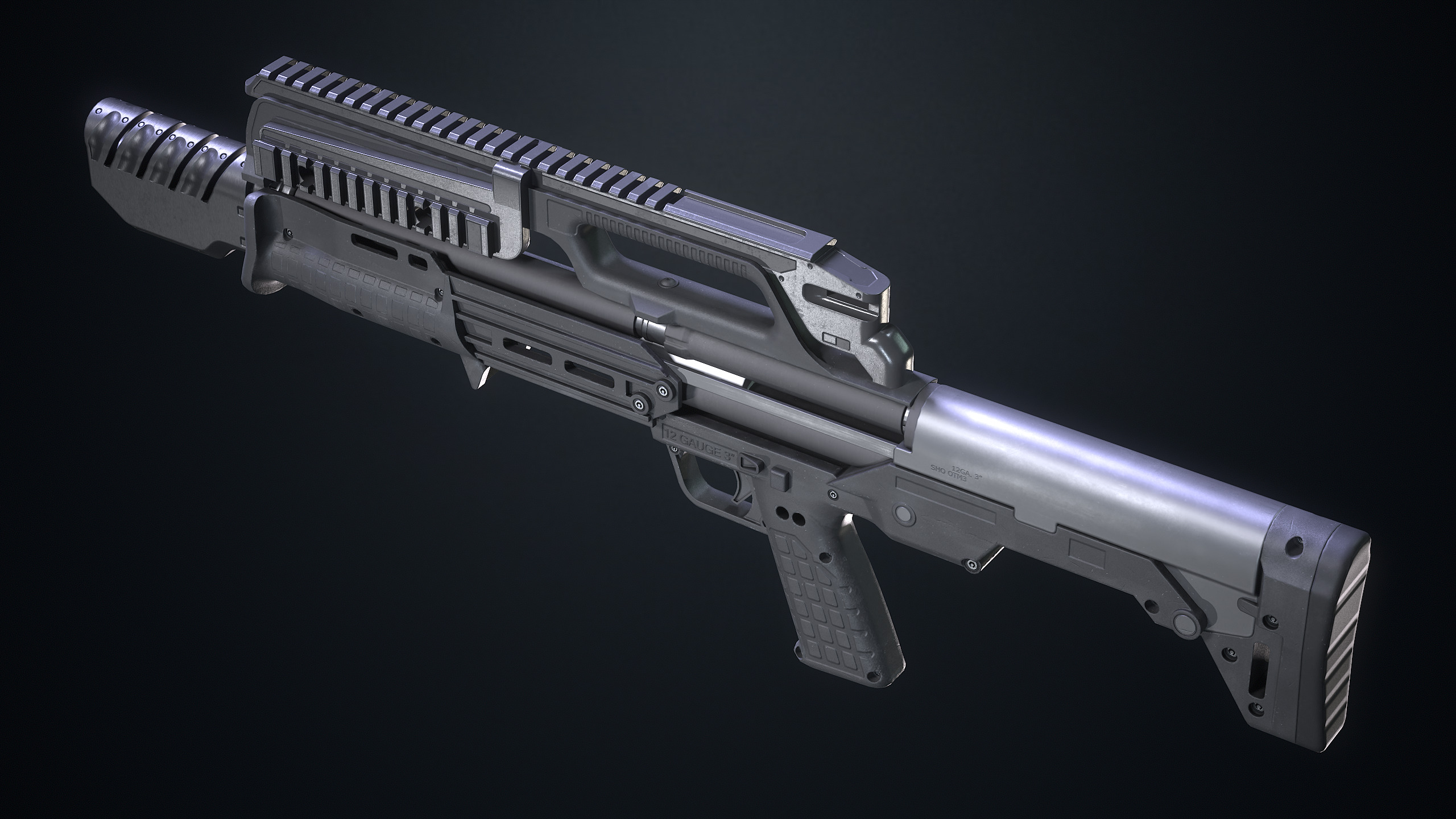 Tech-7 Shotgun Low-poly 3D model_2