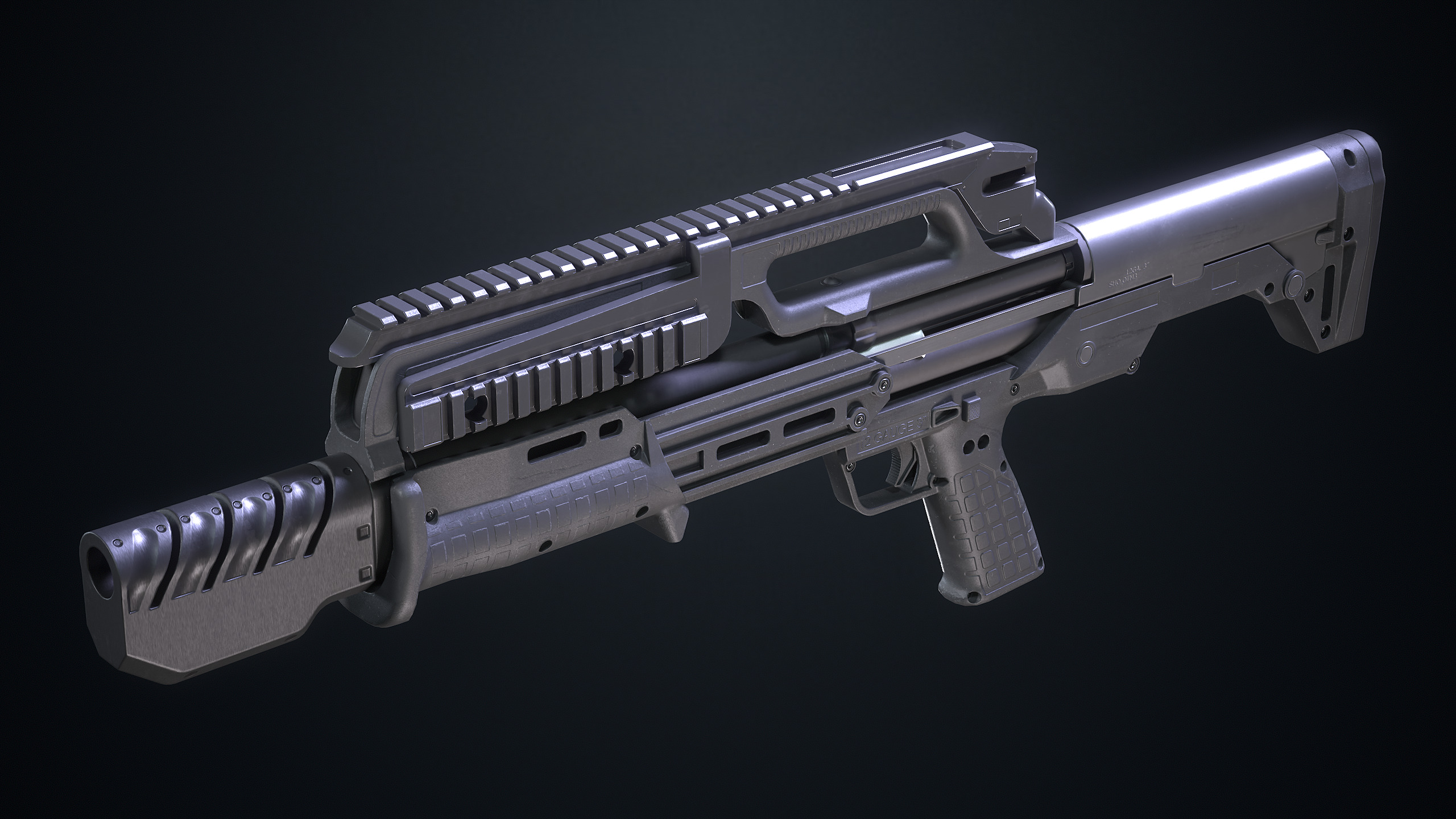 Tech-7 Shotgun Low-poly 3D model_6