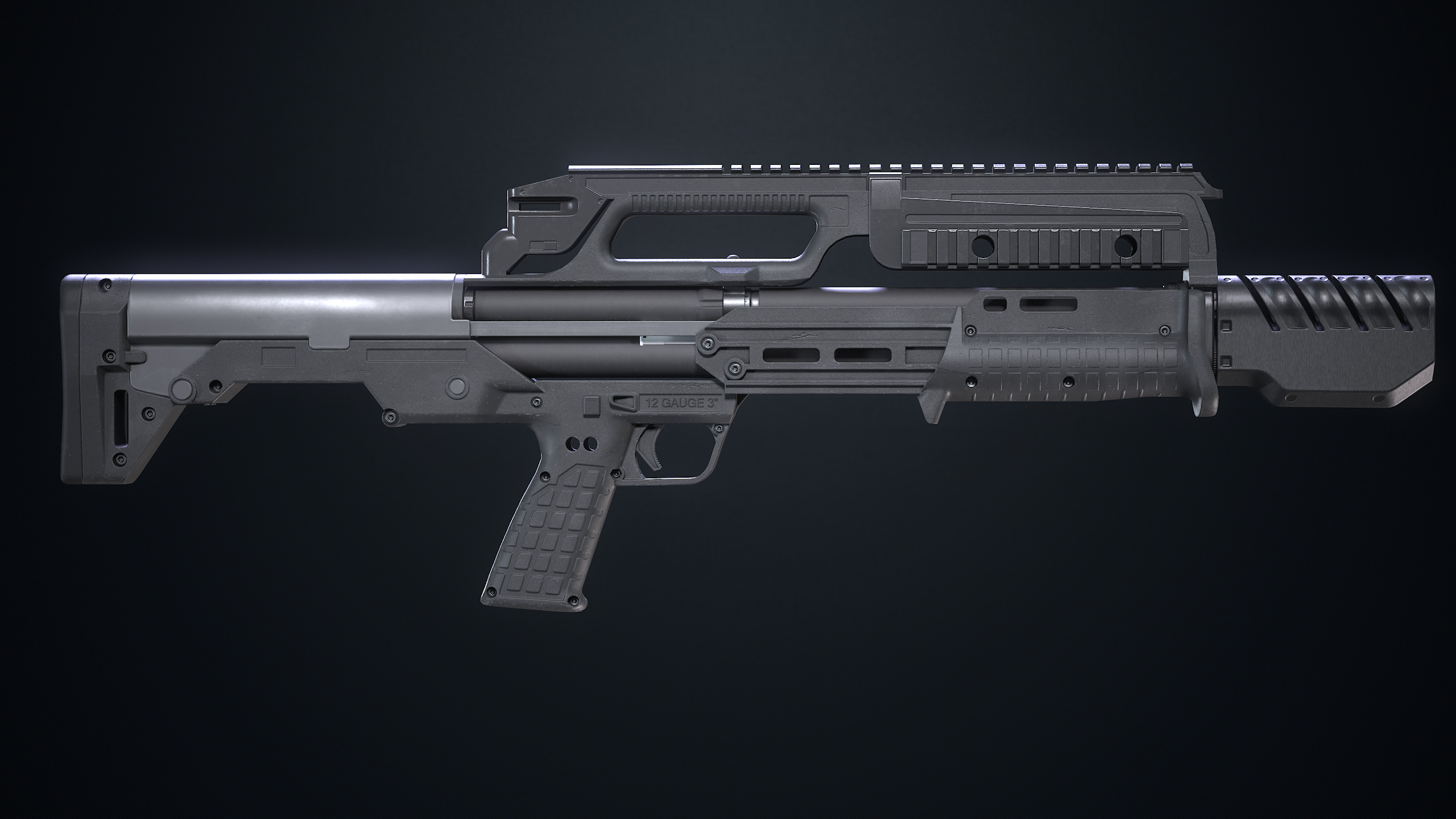Tech-7 Shotgun Low-poly 3D model_5