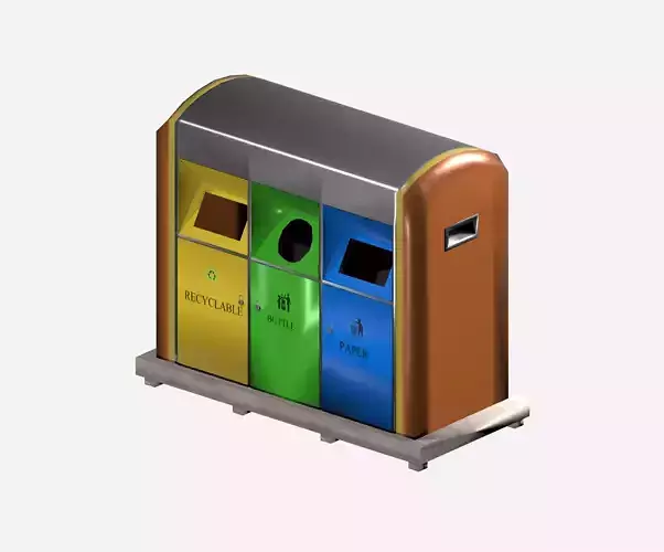 Modern metal colorful outdoor recycling bin Low-poly 3D model