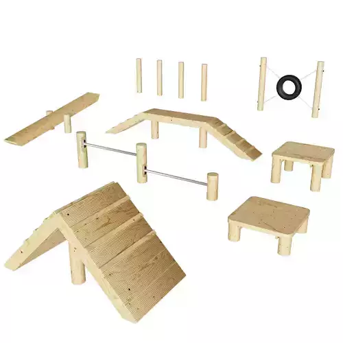 Equipment for dog playgrounds in ECO style 3D model