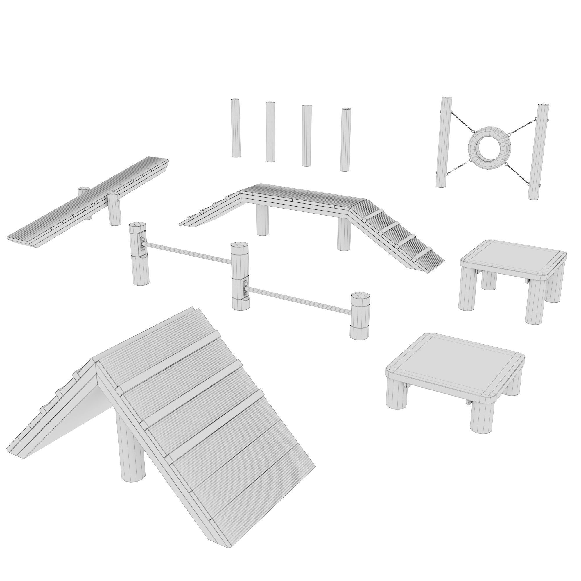Equipment for dog playgrounds in ECO style 3D model_12