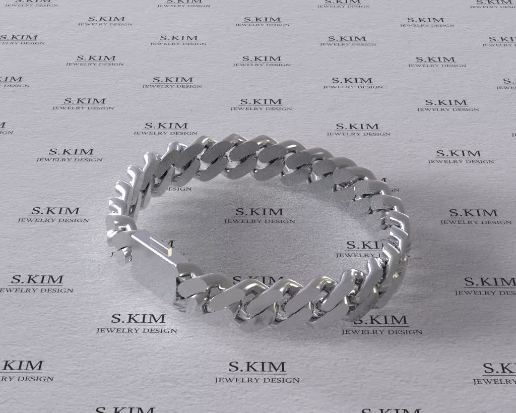 Miami cuban Chain or Bracelet link and lock 8mm 10mm 12mm 15mm 3D print model_0