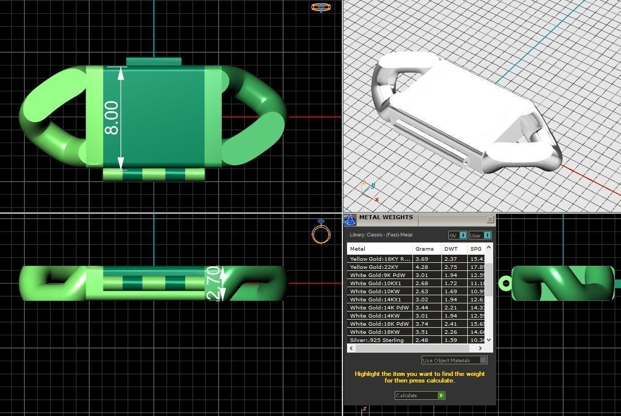 Miami cuban Chain or Bracelet link and lock 8mm 10mm 12mm 15mm 3D print model_6