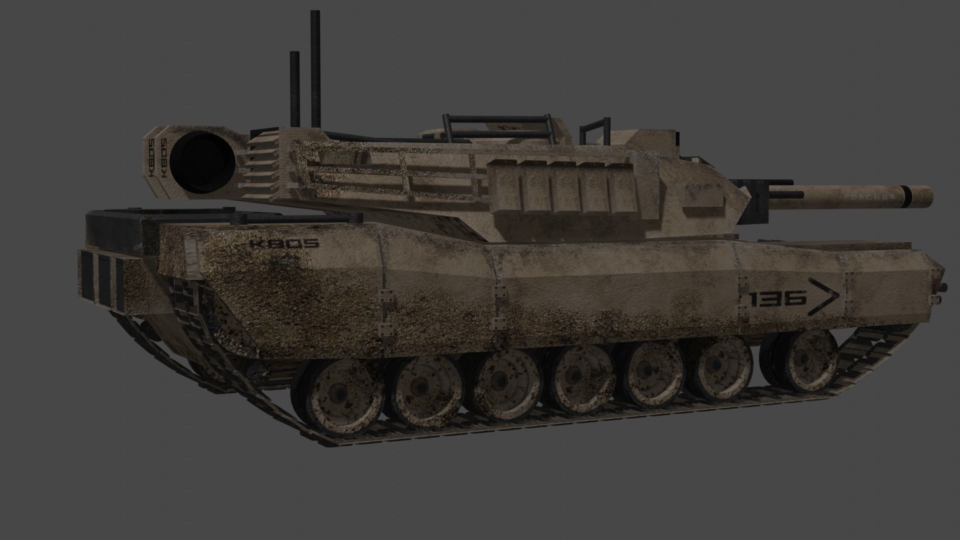 KB05 Heavy armored Sc-Fi Tank Low-poly 3D model_1