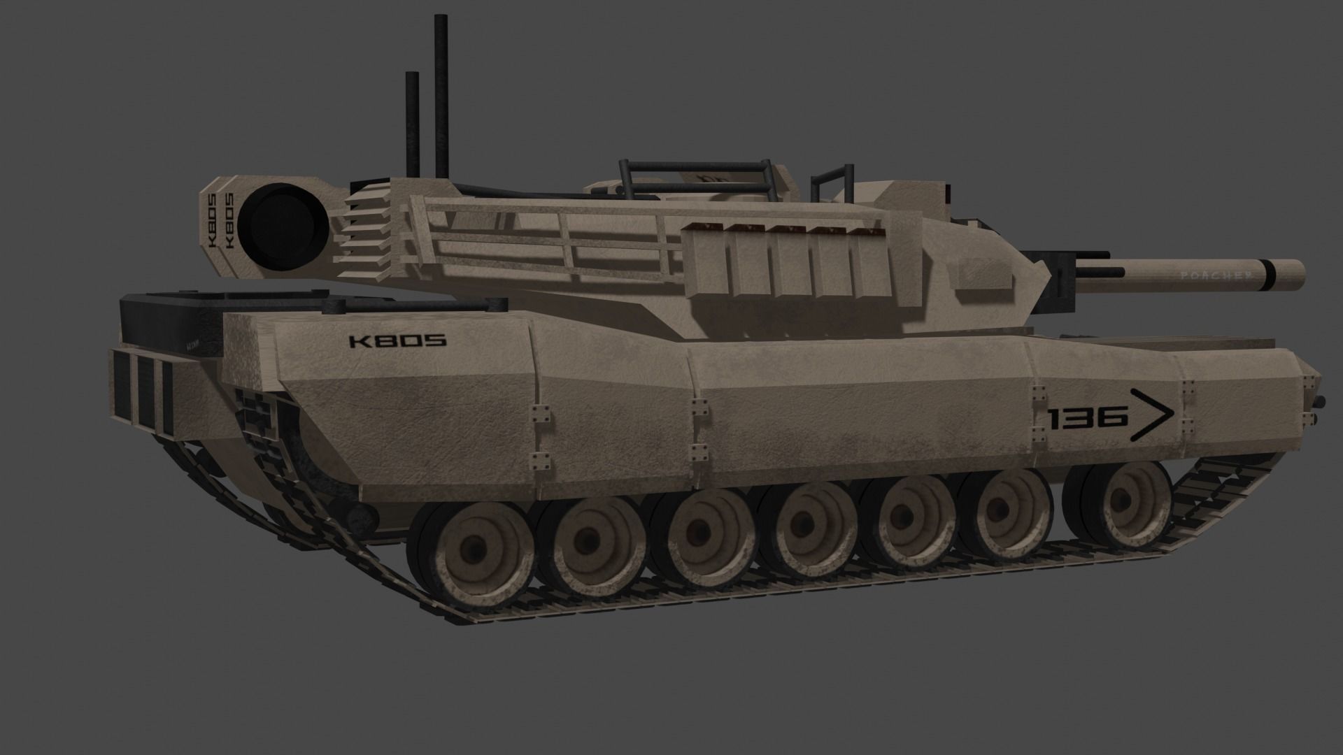 KB05 Heavy armored Sc-Fi Tank Low-poly 3D model_3