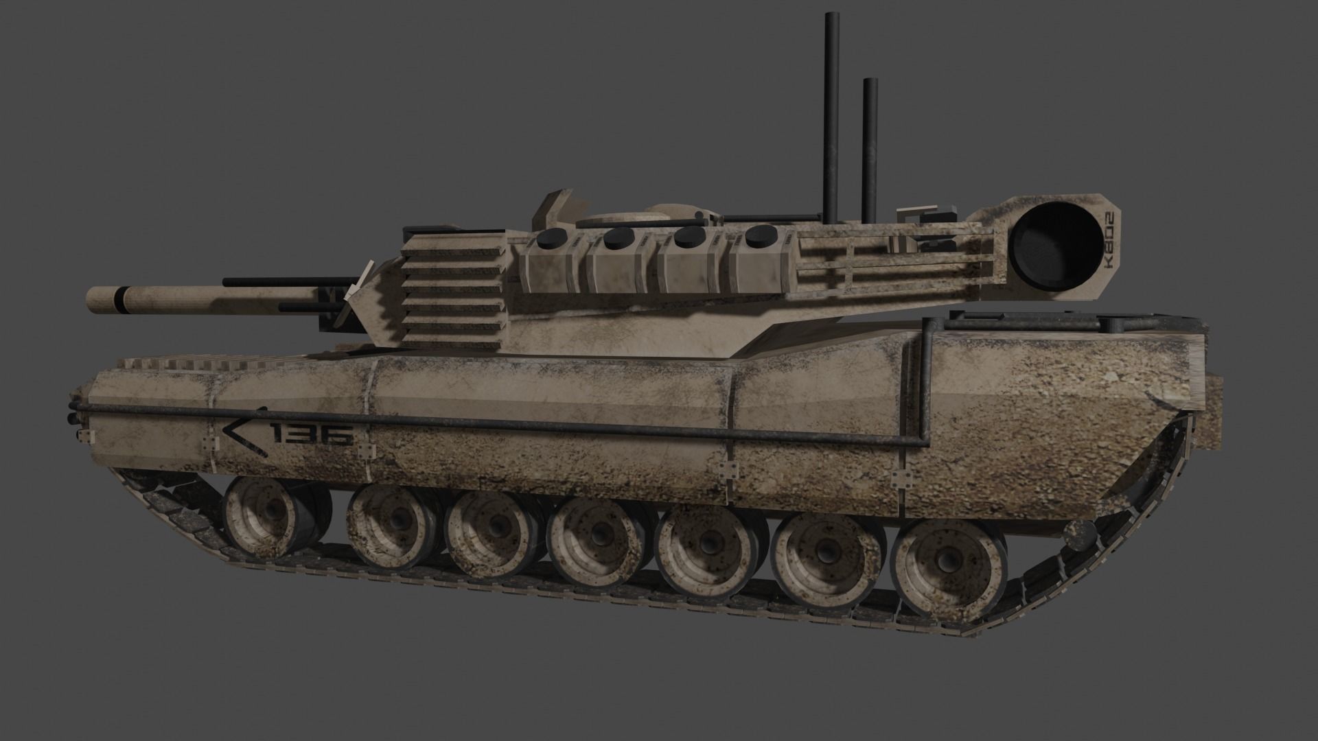 KB05 Heavy armored Sc-Fi Tank Low-poly 3D model_7