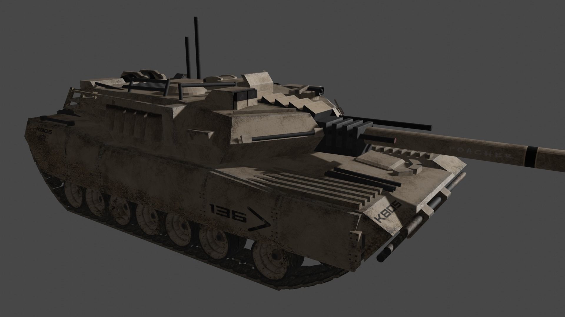 KB05 Heavy armored Sc-Fi Tank Low-poly 3D model_6