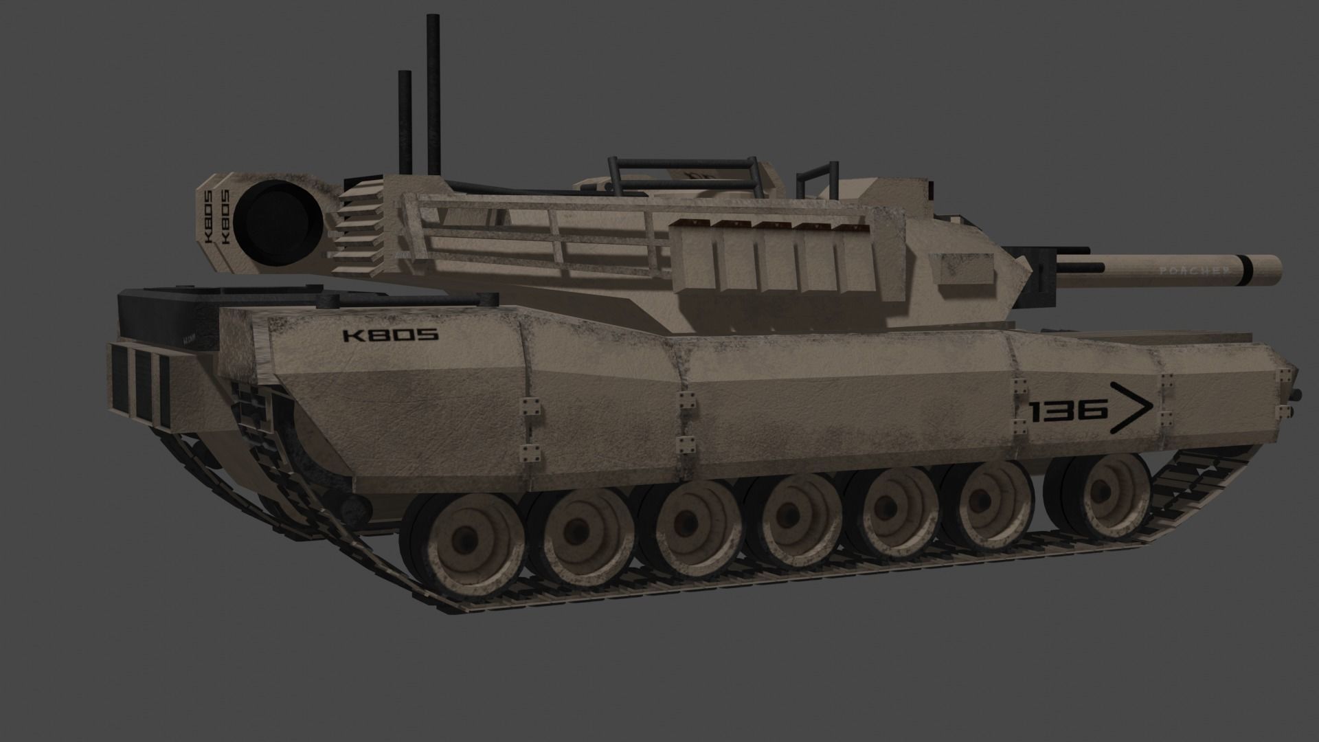 KB05 Heavy armored Sc-Fi Tank Low-poly 3D model_2