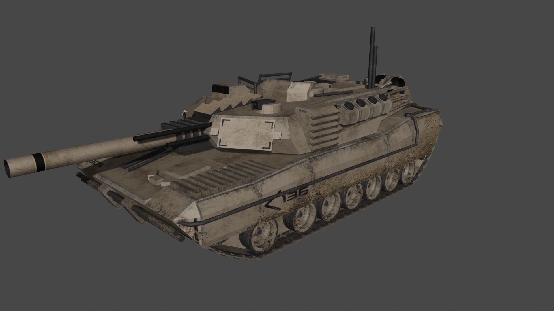 KB05 Heavy armored Sc-Fi Tank Low-poly 3D model_5