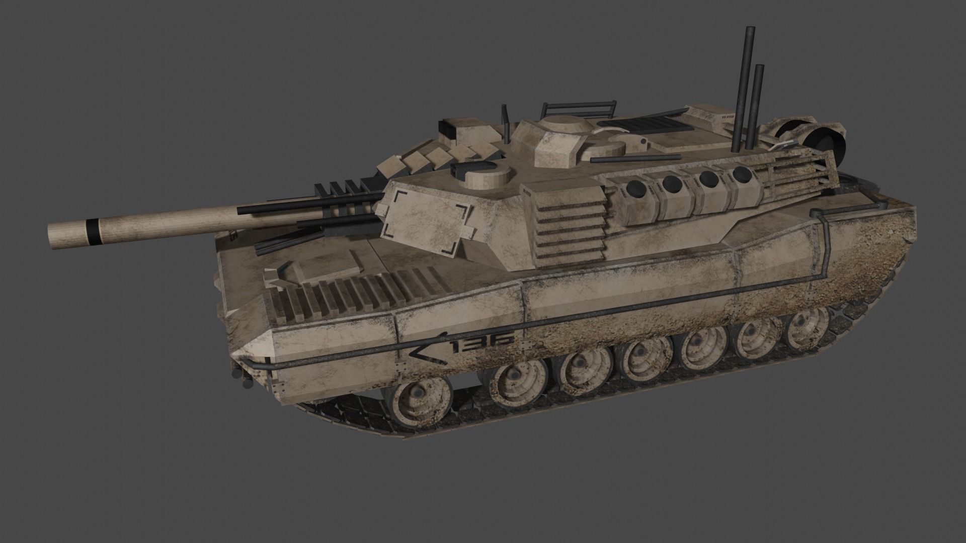KB05 Heavy armored Sc-Fi Tank Low-poly 3D model_4