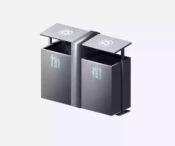Outdoor modern street recycling dust bin Low-poly 3D model