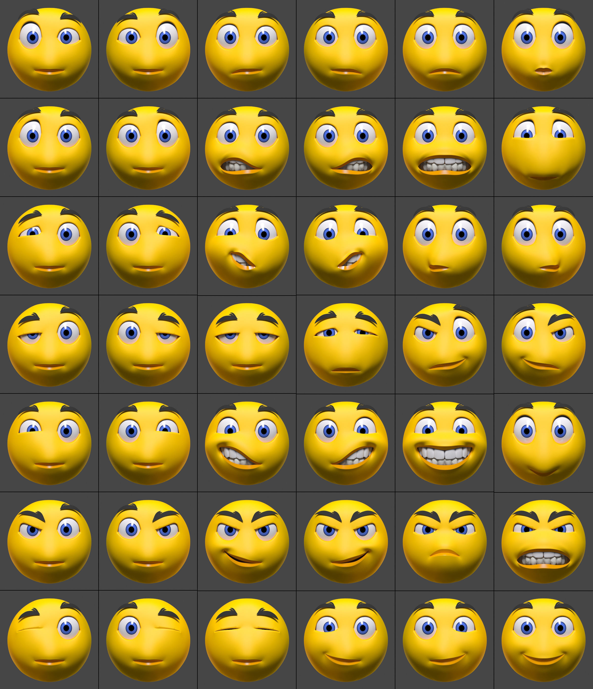 Smile 3d model of emoticon Low-poly 3D model_7