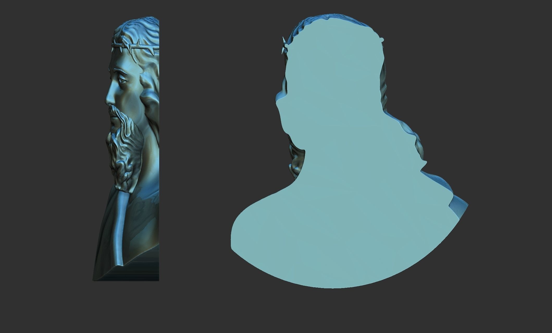 Jesus baserelief 3D print model_3