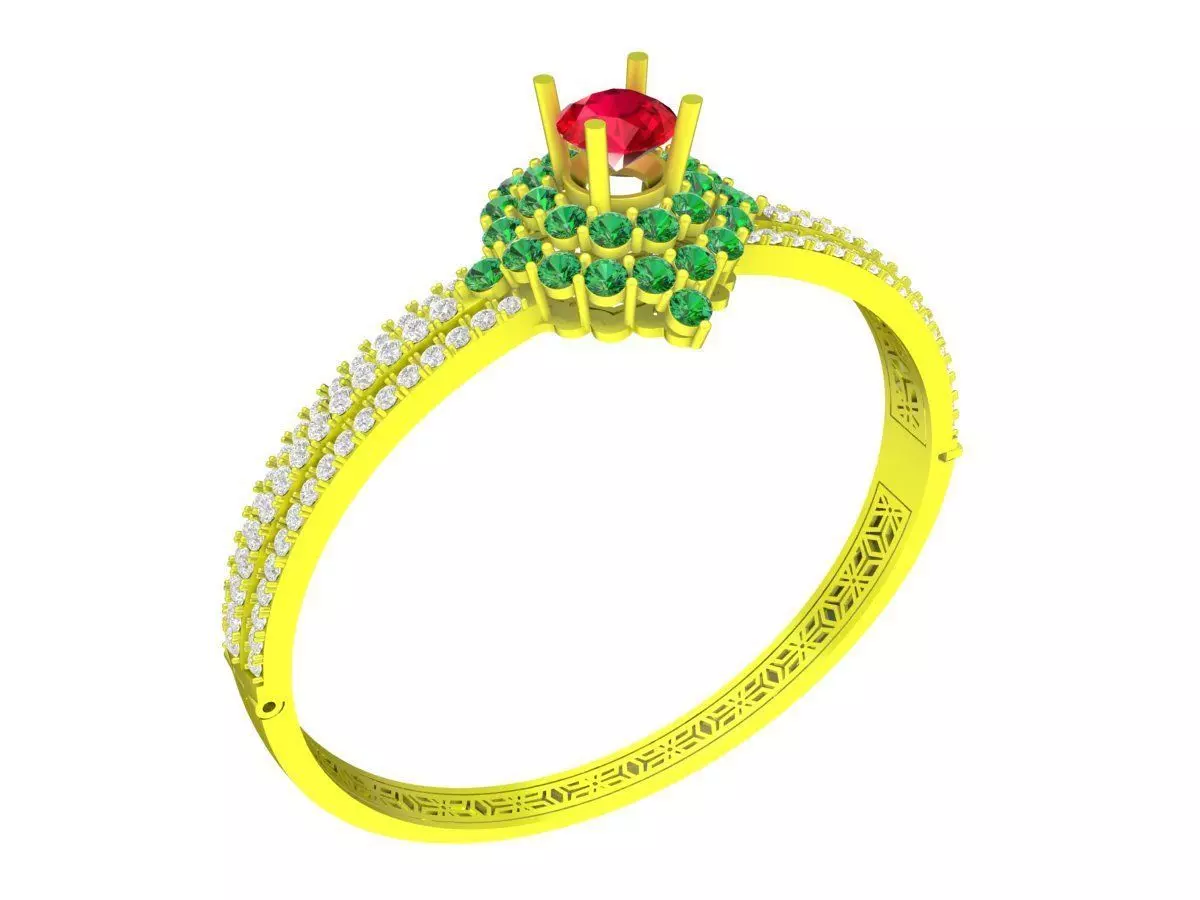 Elegant Ruby Emerald Halo Ring for Women 6795 3D print model