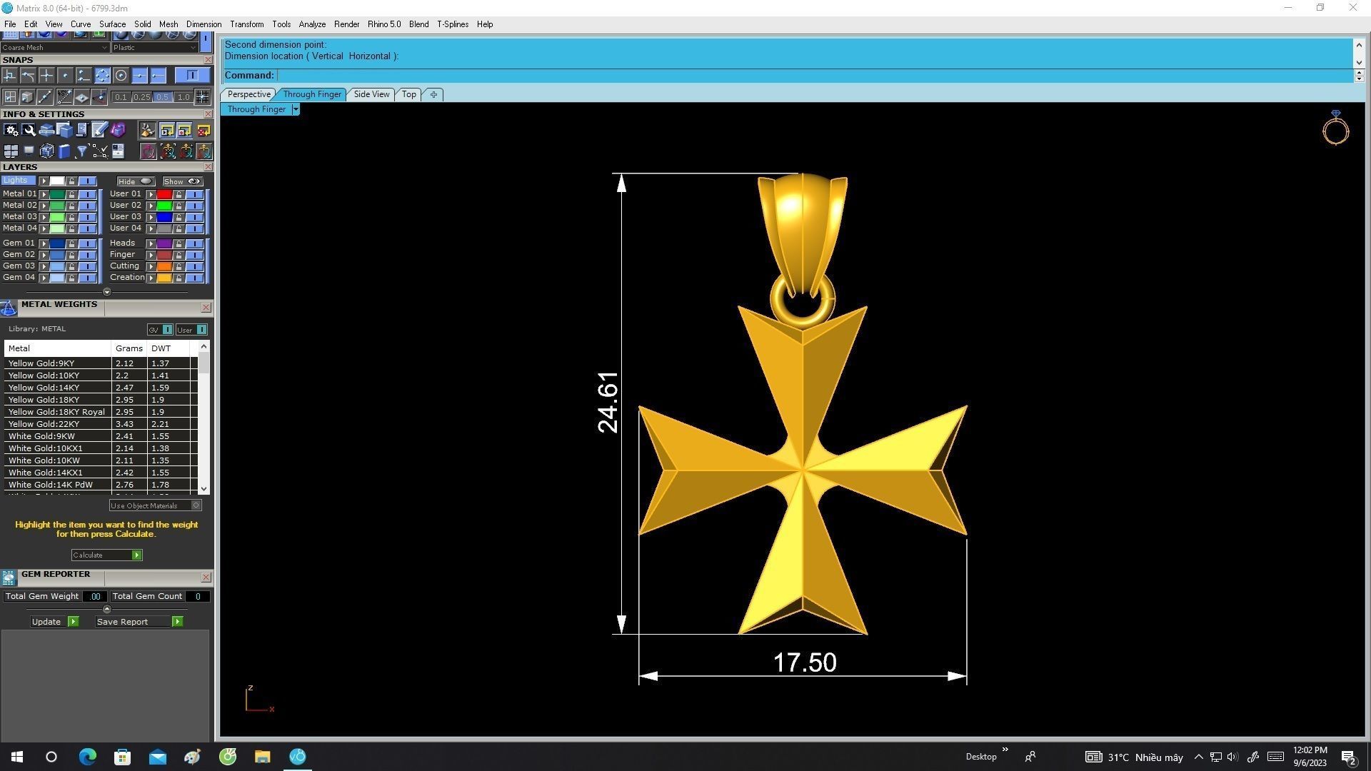6799 Gold Cross Pendant 3D print model_7