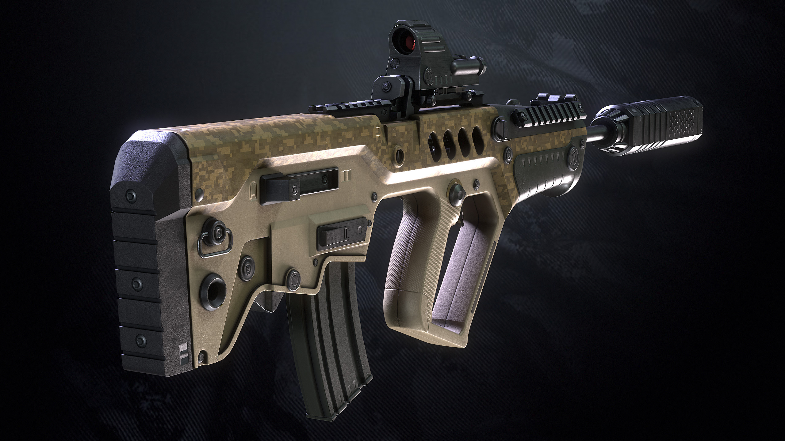 TAR21 Assault Rifle With Hands And Weapon Case Low-poly 3D model_17