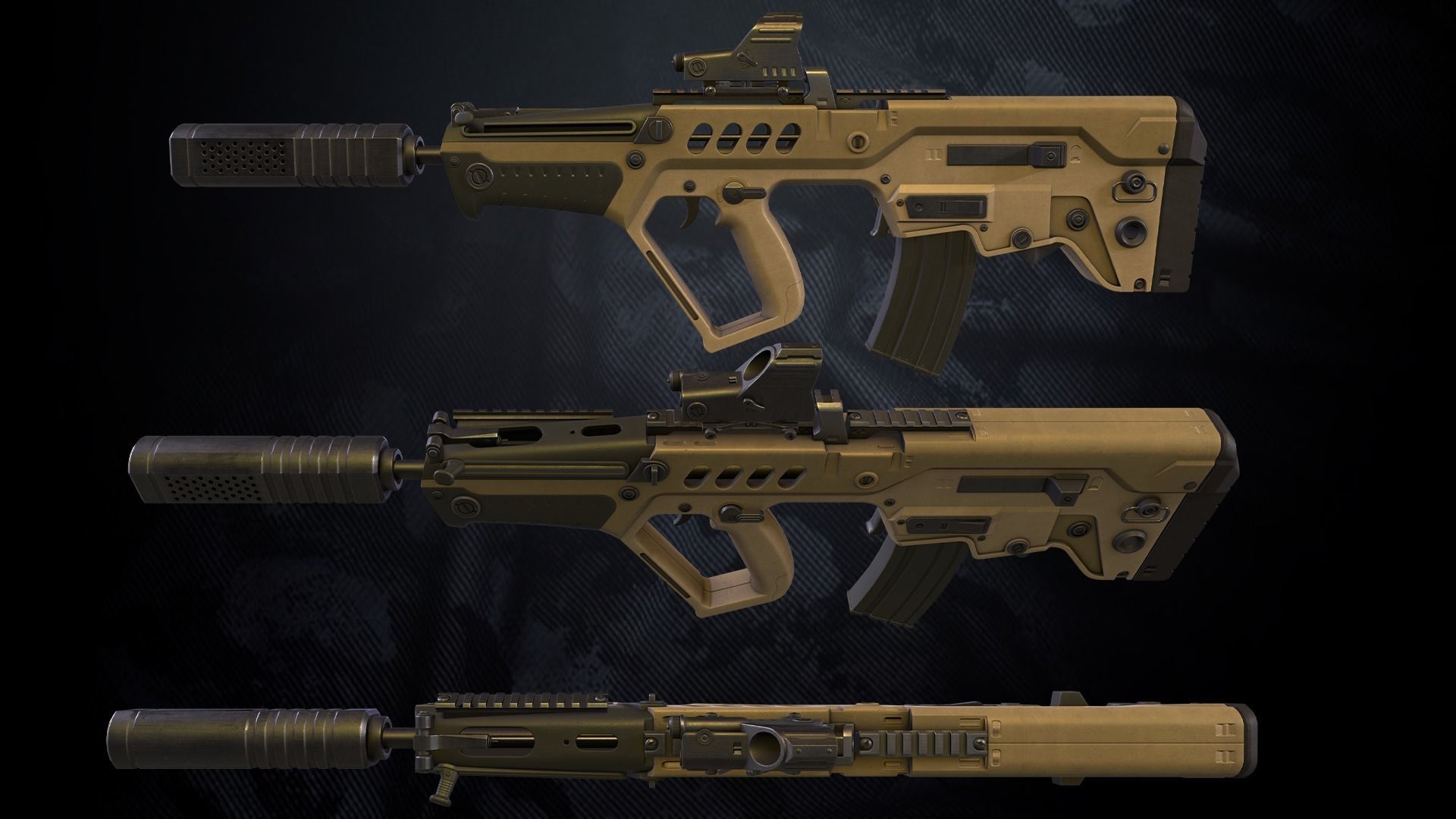 TAR21 Assault Rifle With Hands And Weapon Case Low-poly 3D model_7