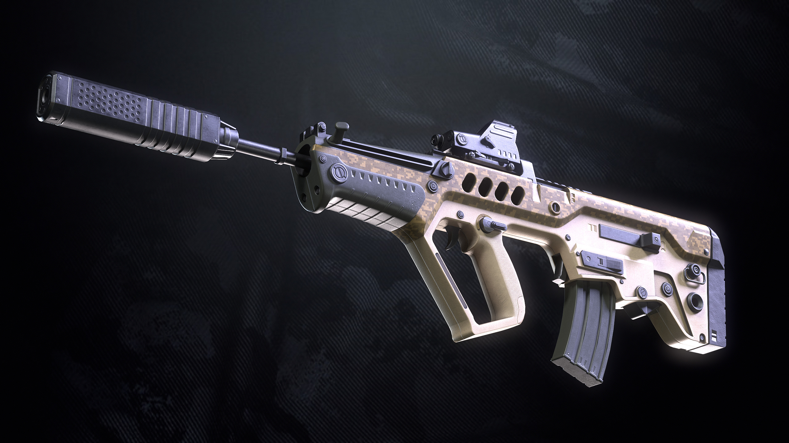 TAR21 Assault Rifle With Hands And Weapon Case Low-poly 3D model_12