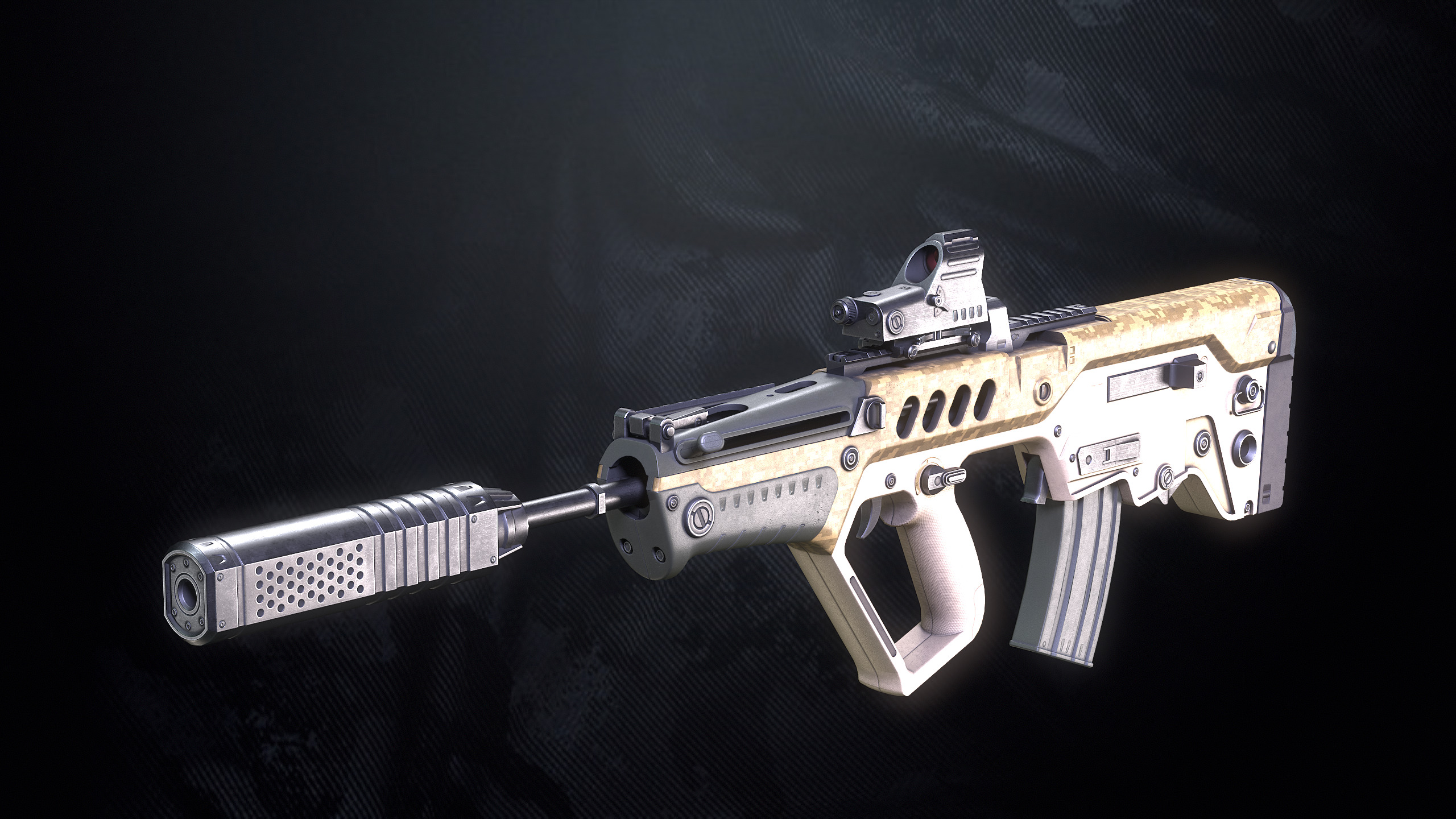 TAR21 Assault Rifle With Hands And Weapon Case Low-poly 3D model_9