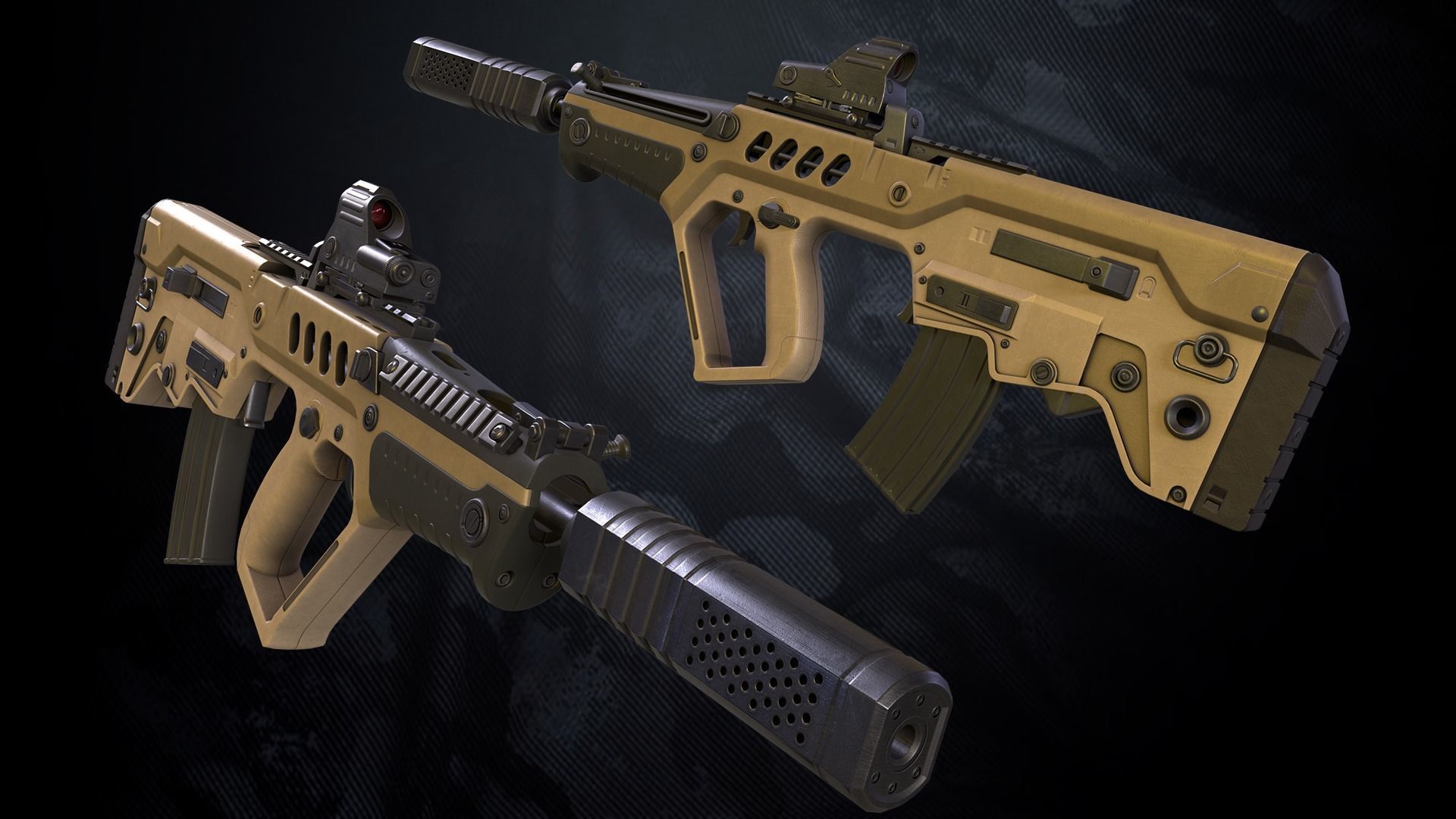 TAR21 Assault Rifle With Hands And Weapon Case Low-poly 3D model_3