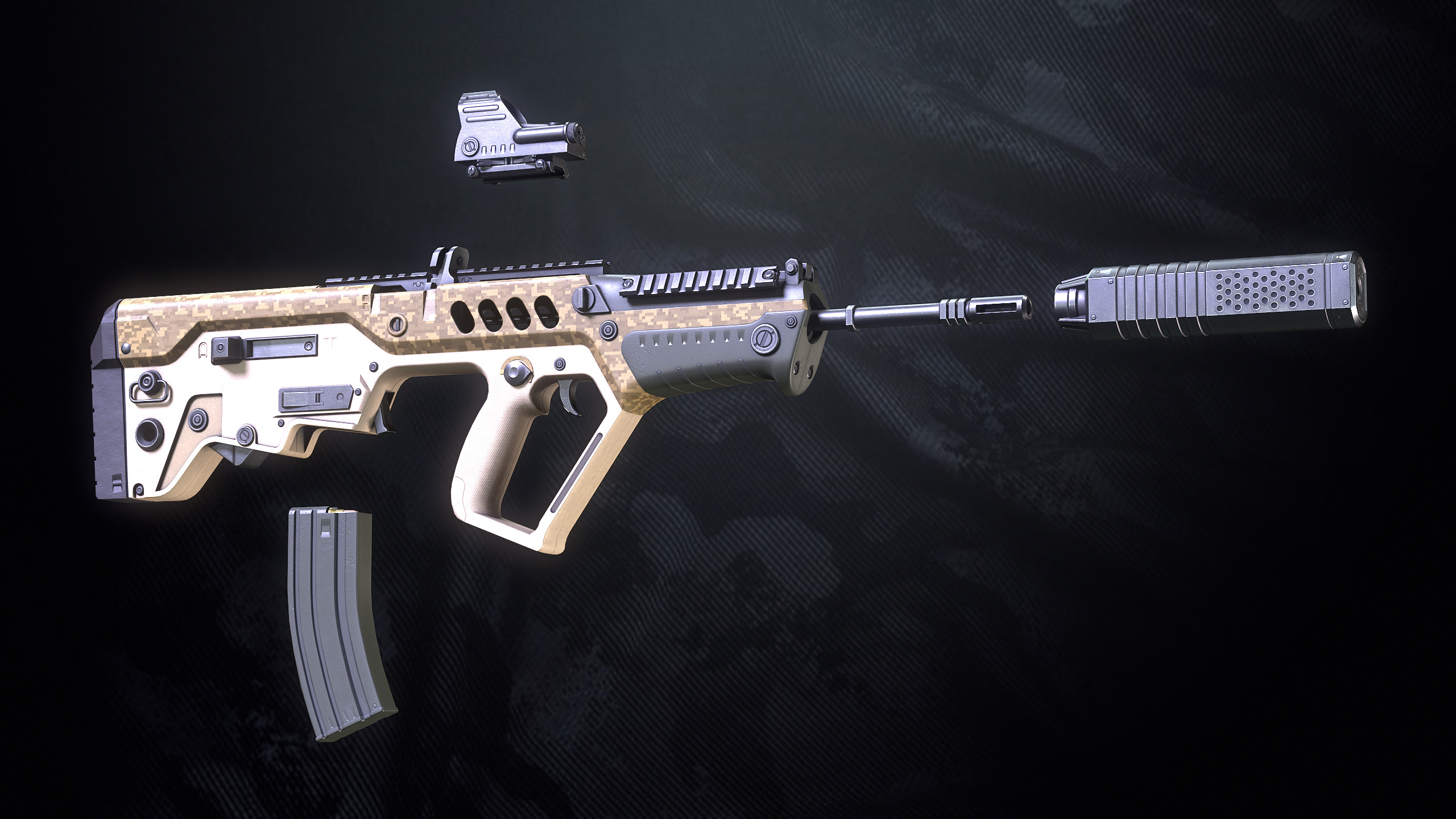 TAR21 Assault Rifle With Hands And Weapon Case Low-poly 3D model_13