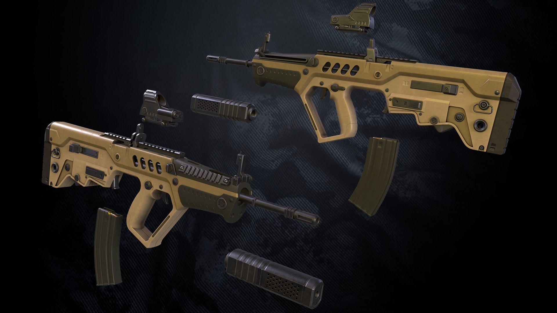 TAR21 Assault Rifle With Hands And Weapon Case Low-poly 3D model_5