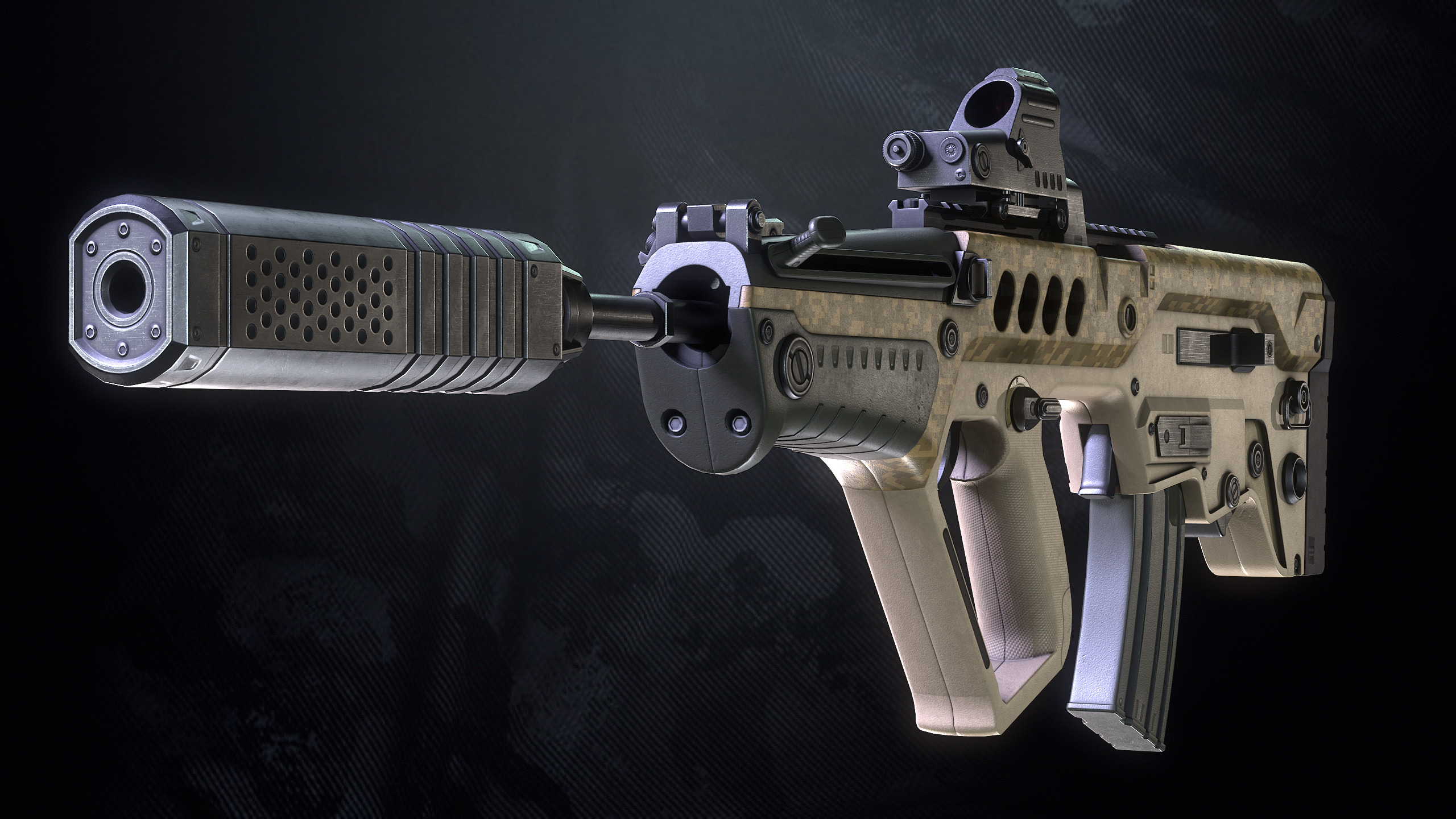 TAR21 Assault Rifle With Hands And Weapon Case Low-poly 3D model_16