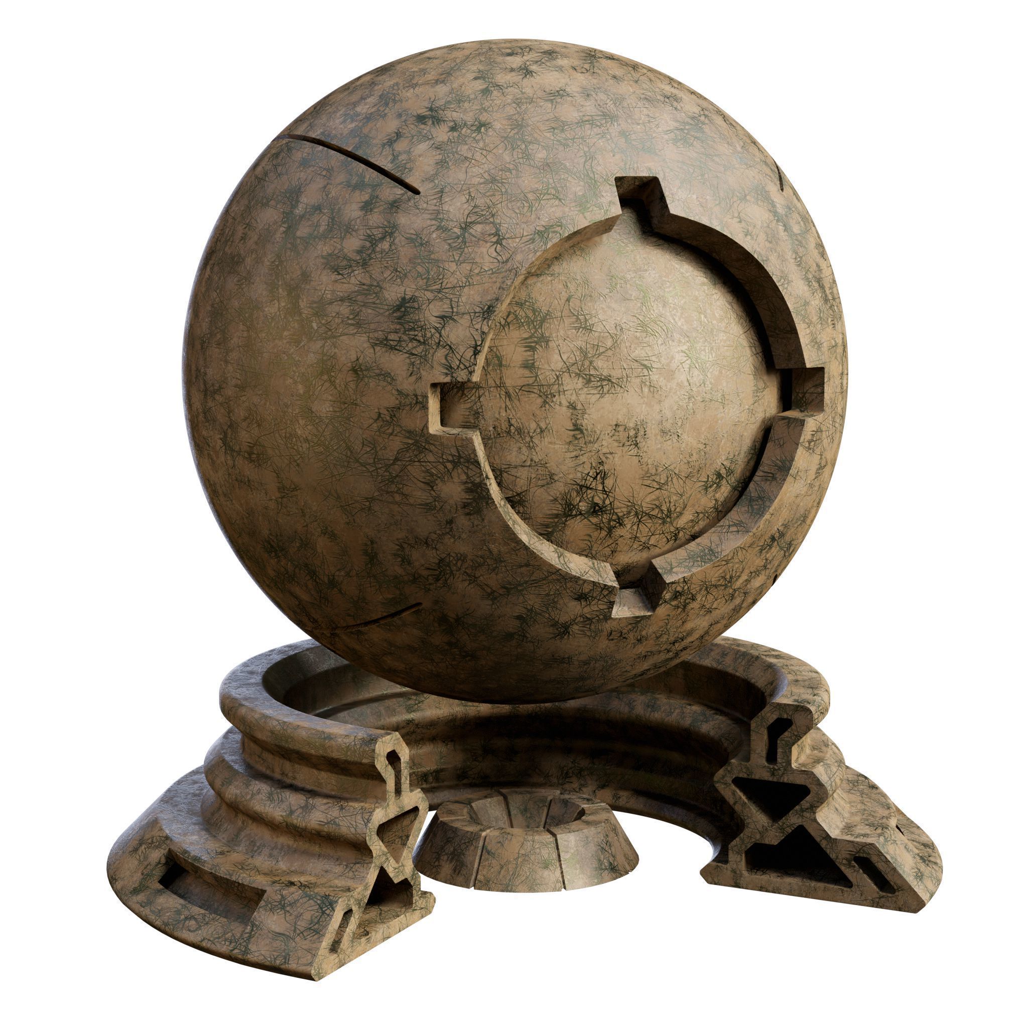 Patina Materials 09-10 - PBR - Seamless - 4k - SBSAR Low-poly 3D model_2