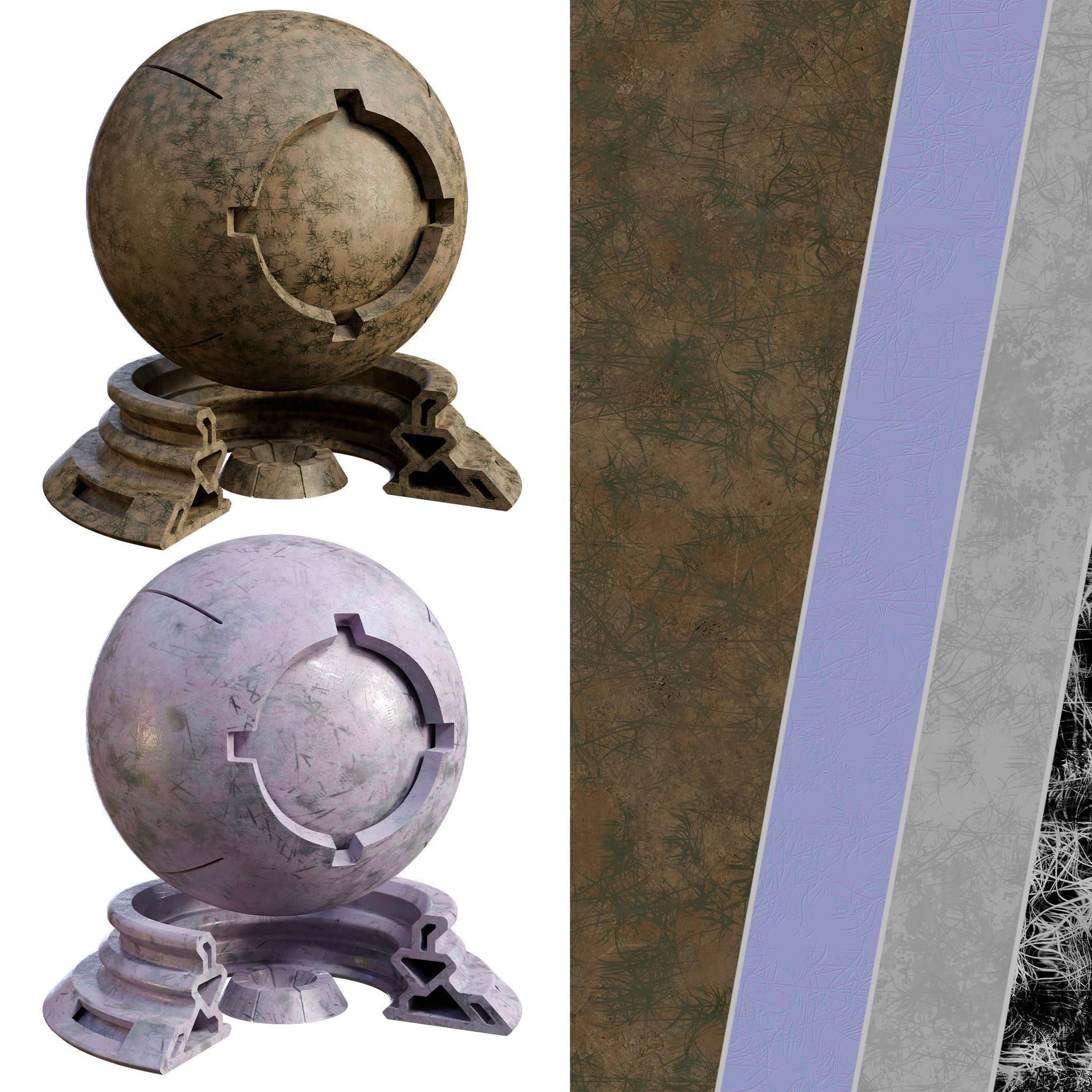 Patina Materials 09-10 - PBR - Seamless - 4k - SBSAR Low-poly 3D model_8