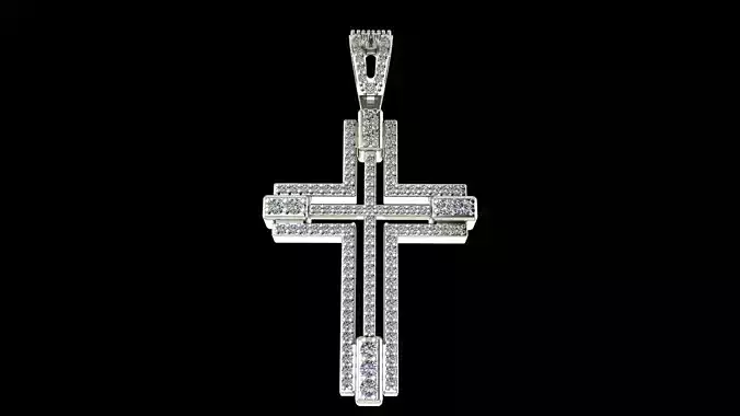Diamond Cross Pendant Religious Jewelry 3D Model for Print 3D print model