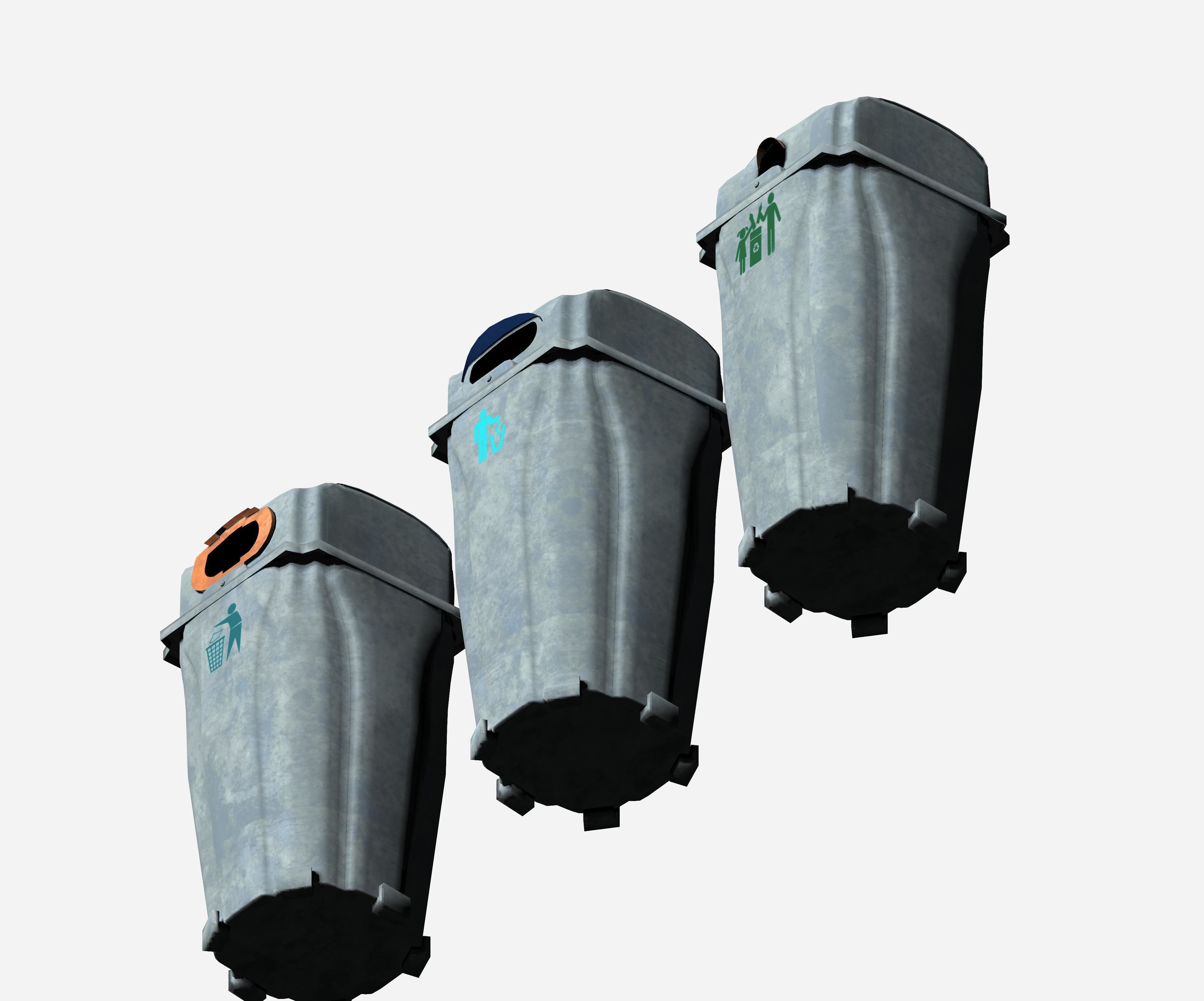 Outdoor plastic cage type circular recycling bin Low-poly 3D model_2